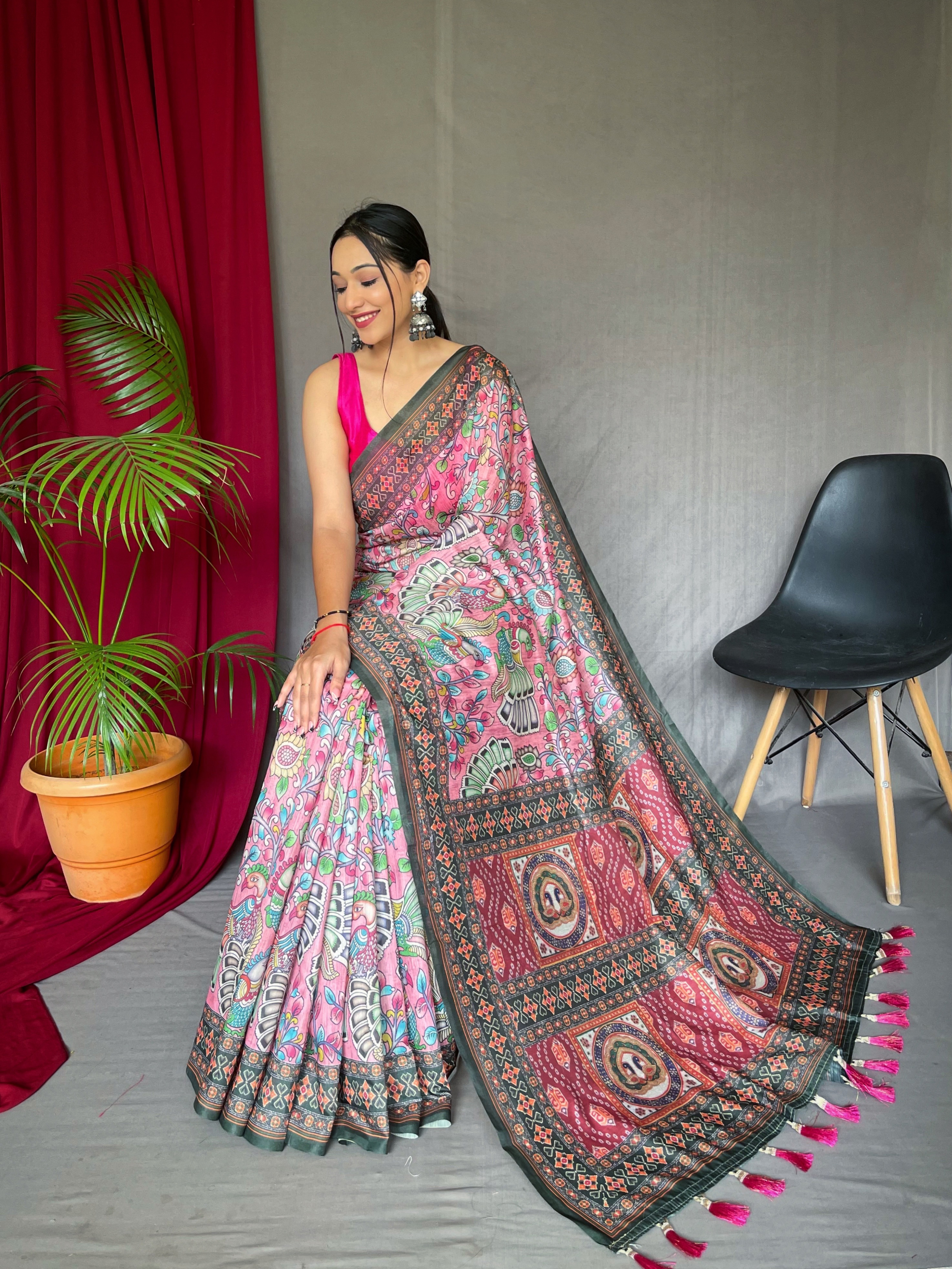 Embrace the beauty of tradition with our Multicolour Malai Cotton Saree