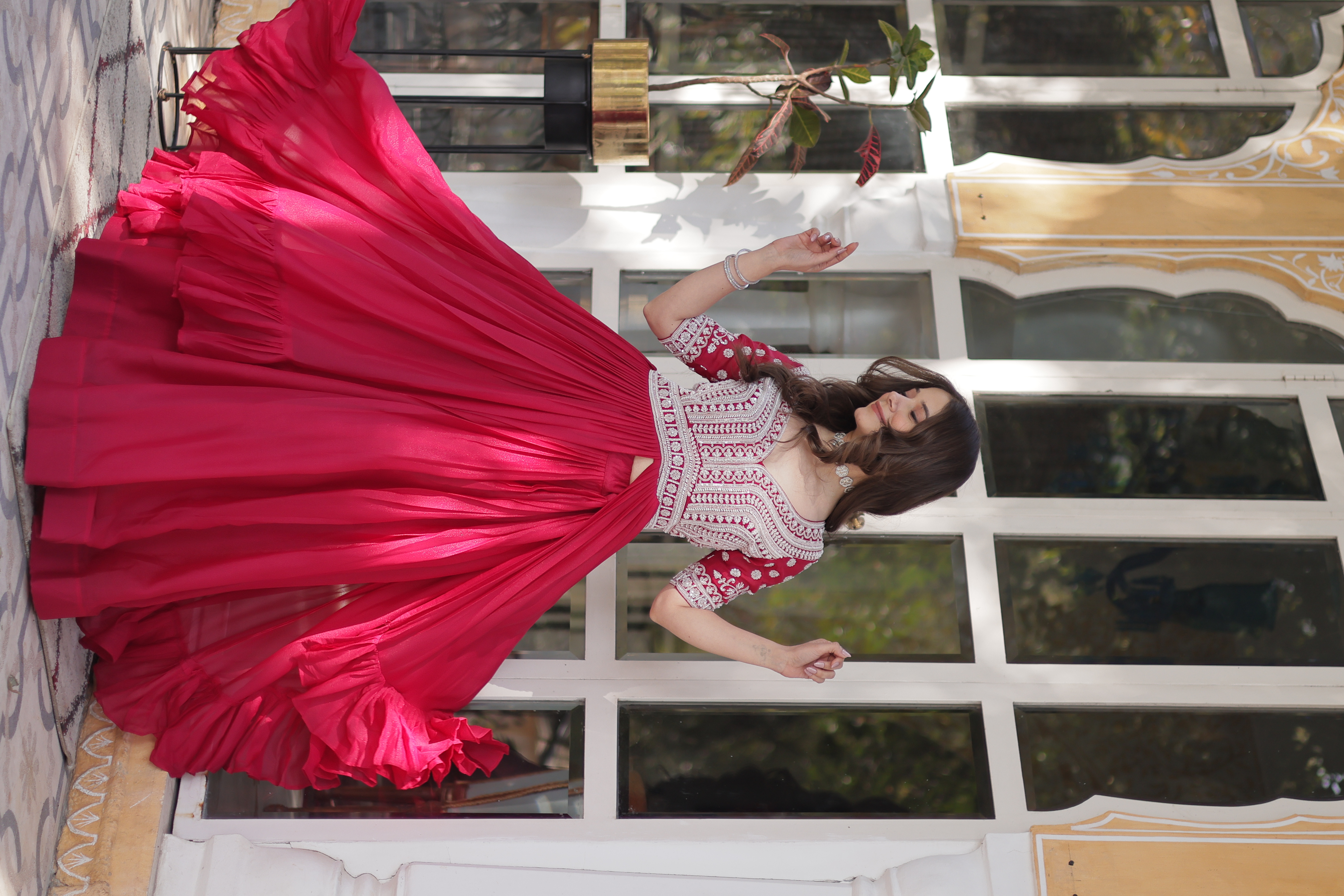 Long Kurti with Lehenga in Star Georgette Pink Salwar Kameez