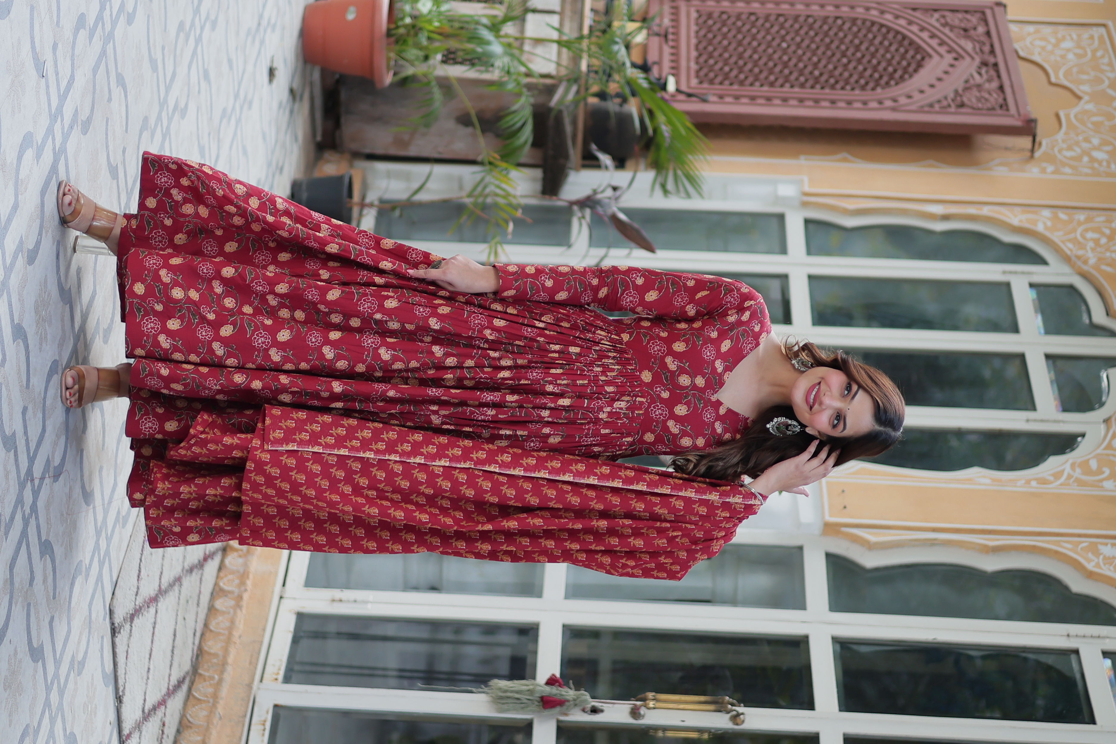Elevate Your Style with Elegant Maroon Party Wear Cotton Suits