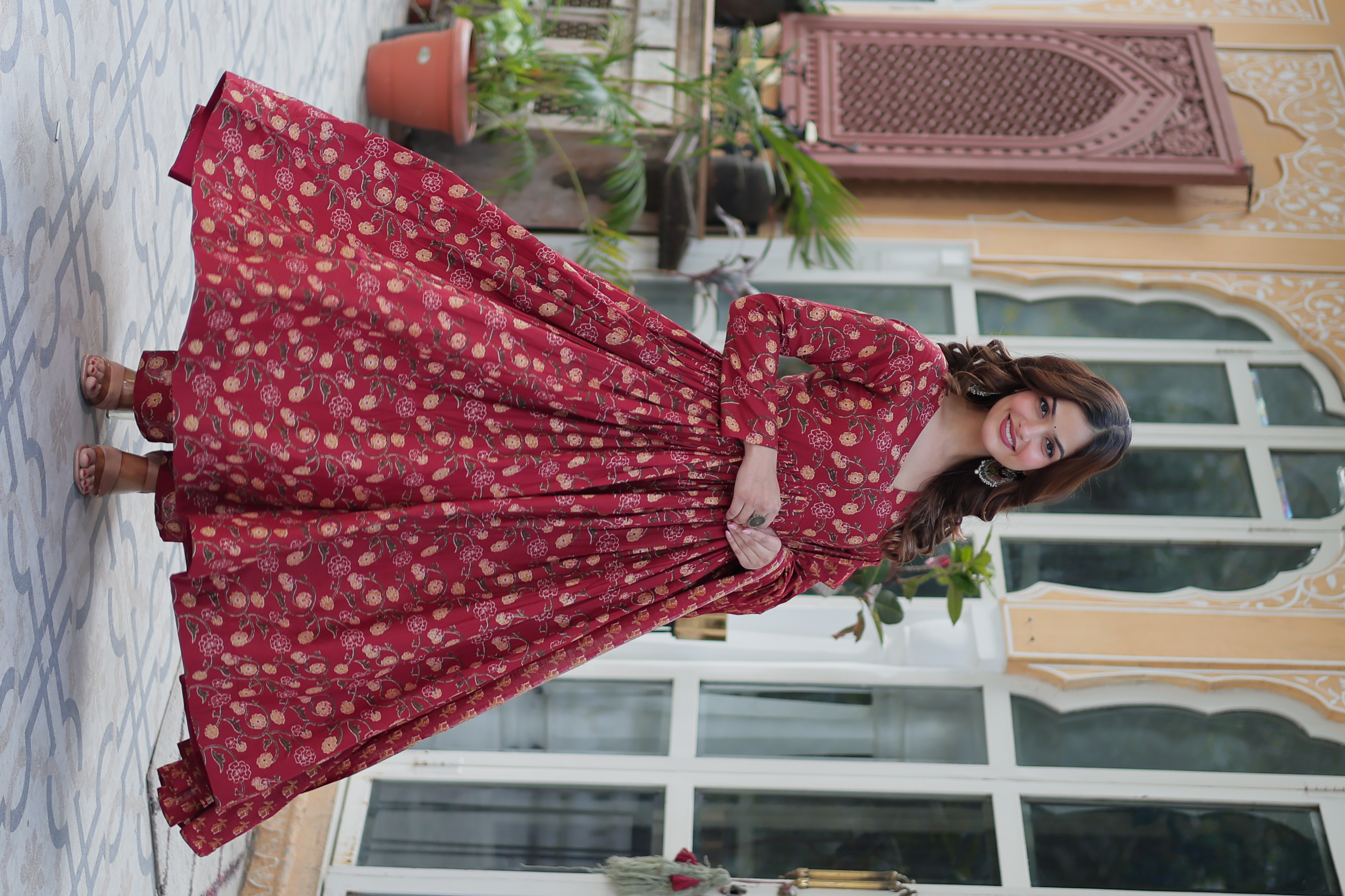 Elevate Your Style with Elegant Maroon Party Wear Cotton Suits