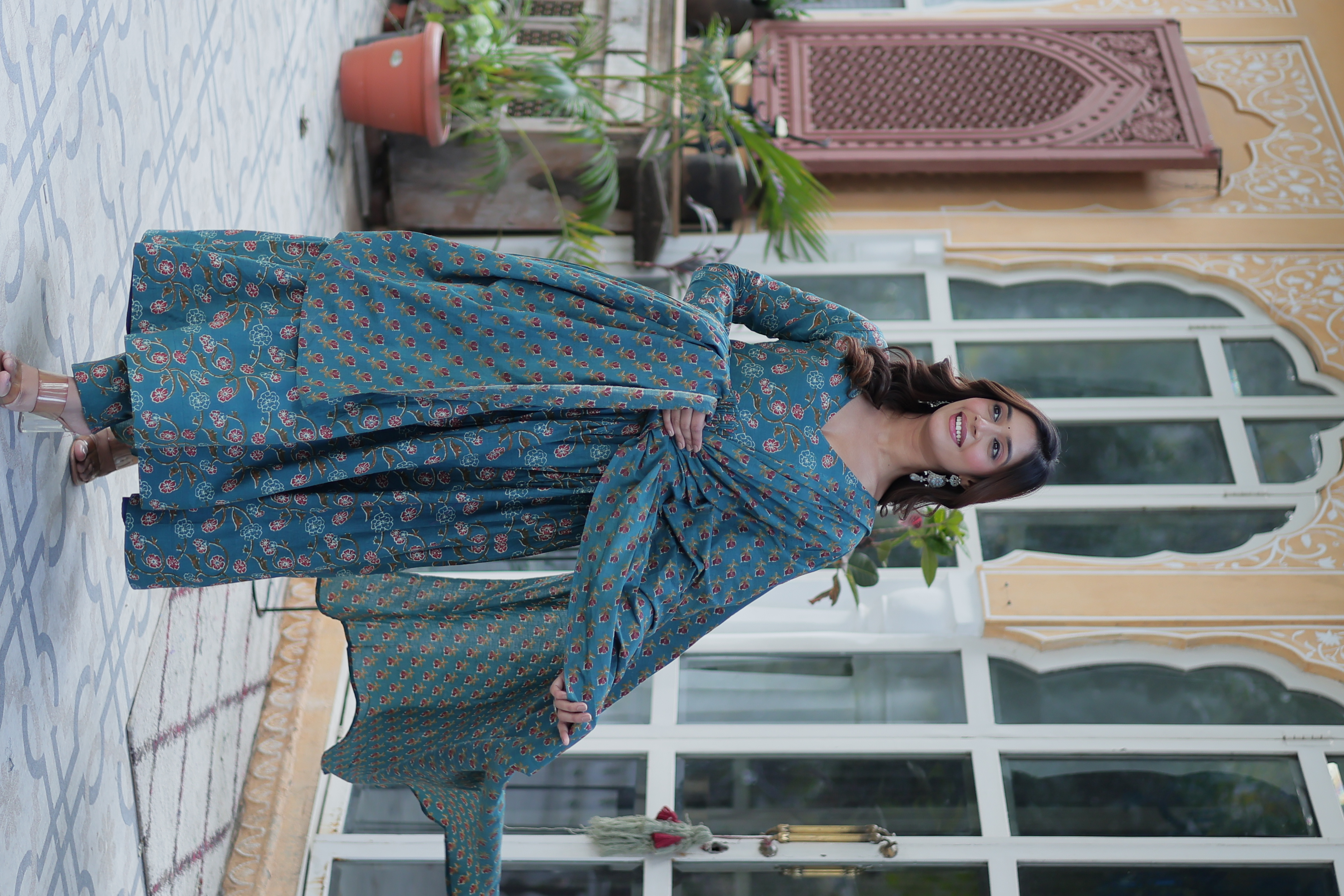 Breeze Into Celebrations in Refreshing Rama-Coloured Cotton Suits