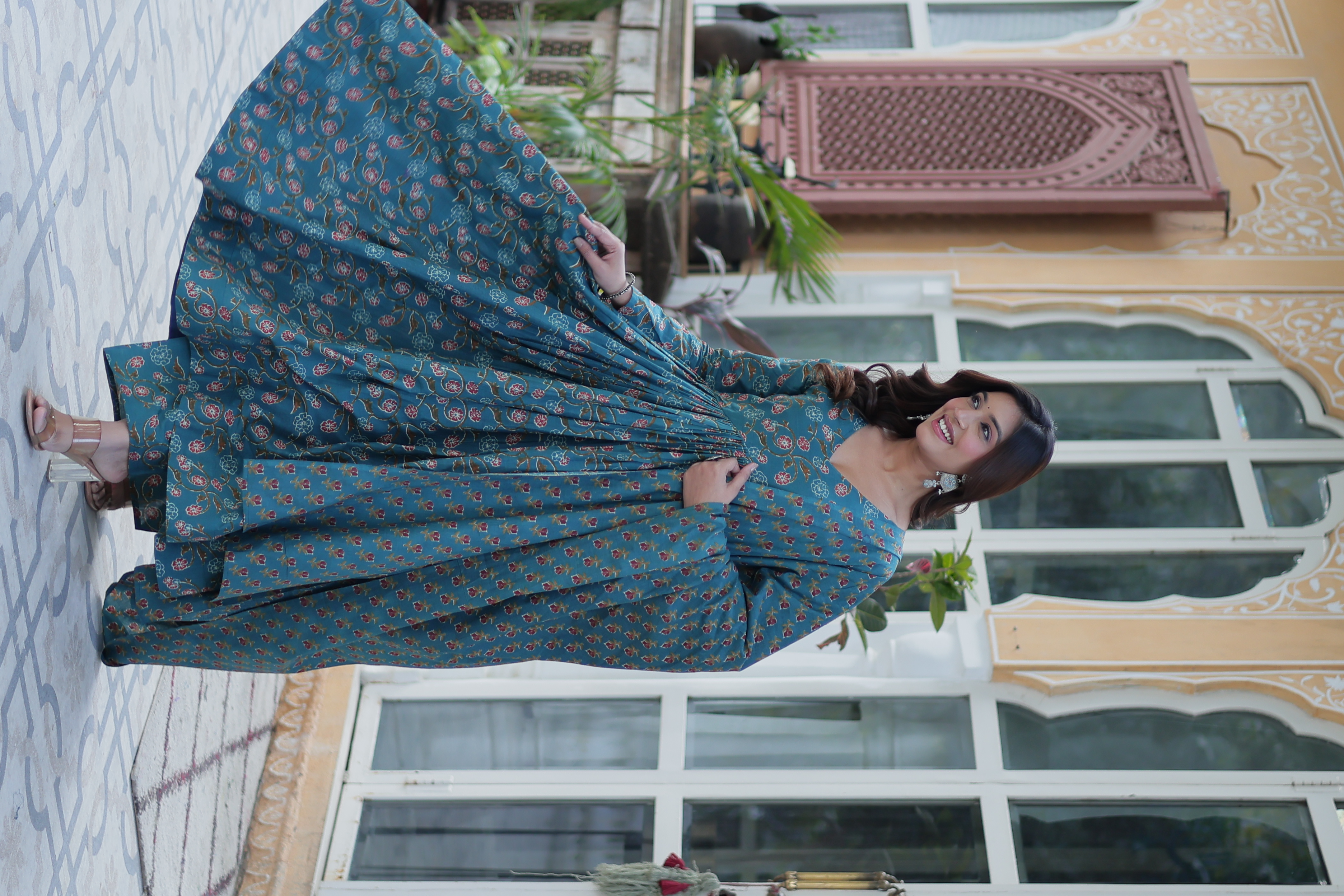 Breeze Into Celebrations in Refreshing Rama-Coloured Cotton Suits