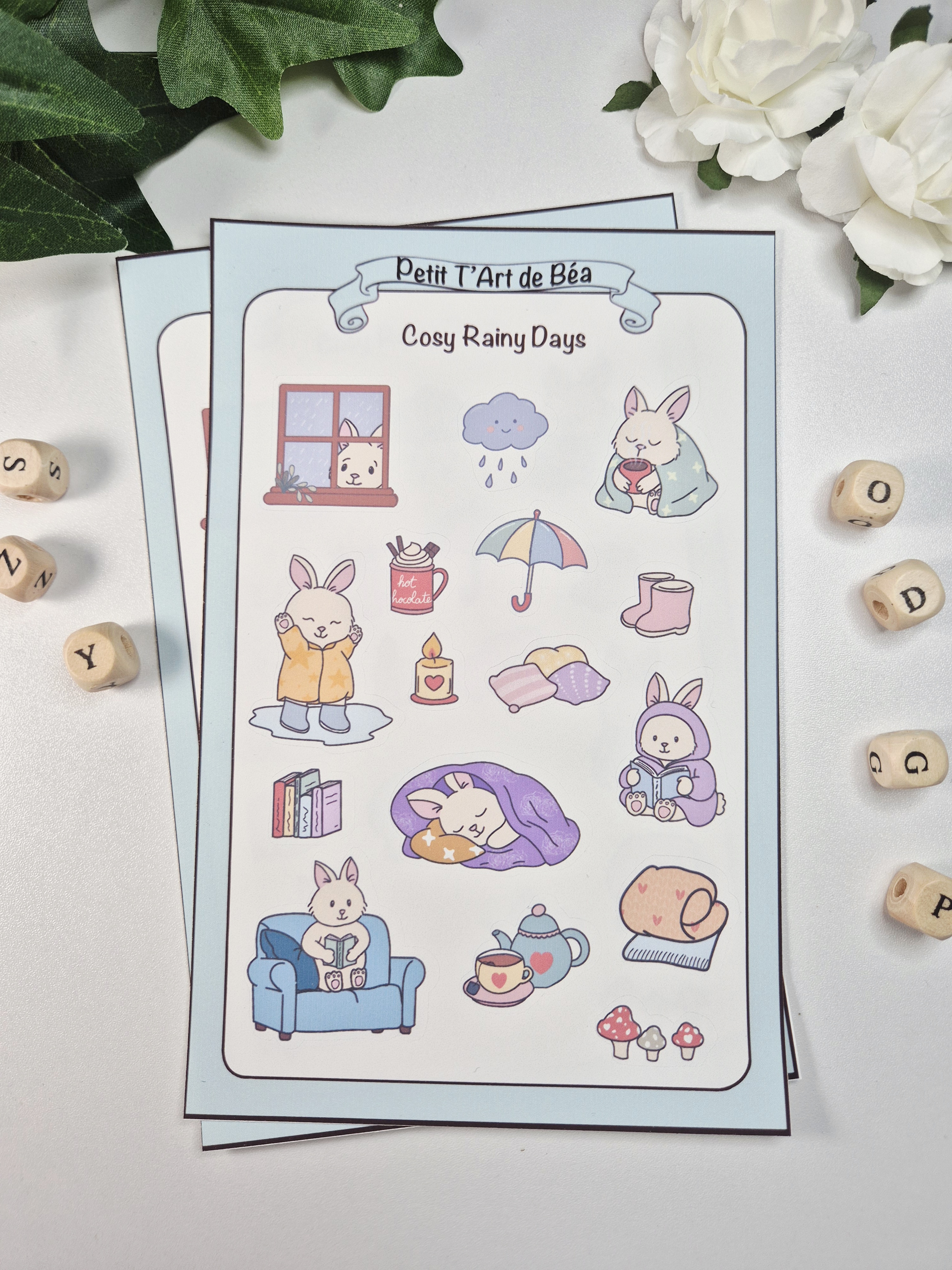 🌧️ Cozy Rainy Days – Stickers mignons pour Journaling et Planning