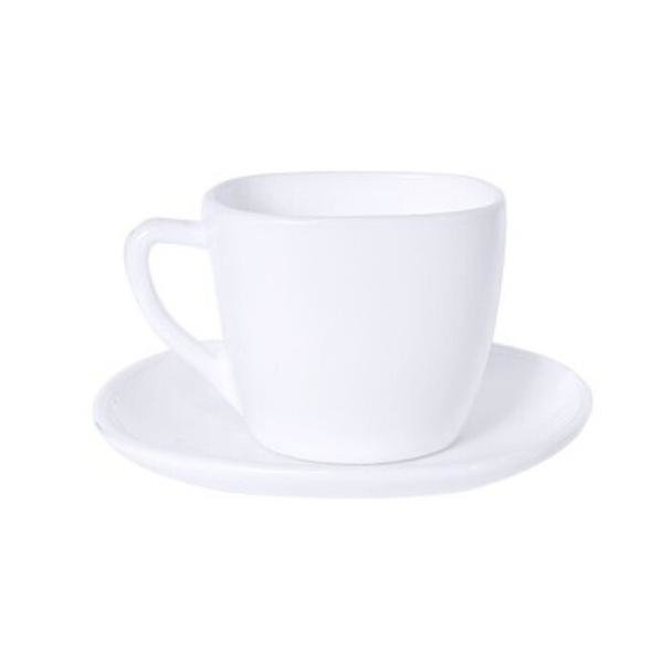 Balti kavos puodeliai su lėkštute (210 ml.)
