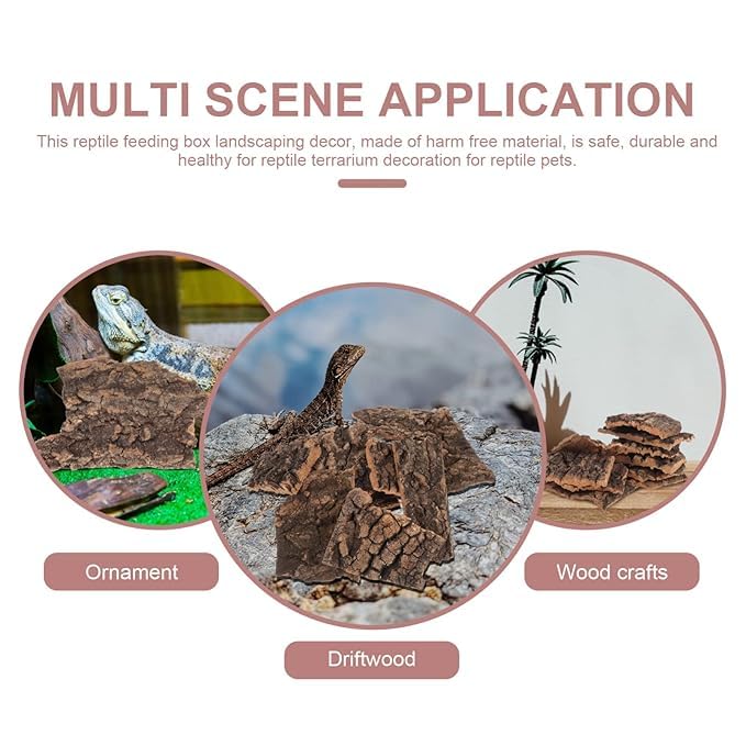 Teak Wood Bark Background for Reptile Terrarium, Cork Wood Bark for Turtle, Bearded Dragon, Snake 900 gram