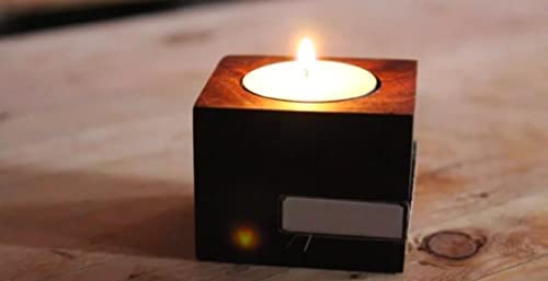 Tealight Candle wood Holder Hand Made Beautiful walnut Finish