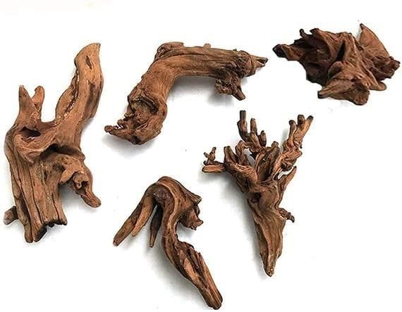 5 Pcs Driftwood Branches Aquarium Wood Decoration Natural Fish Tank Habitat Decor Wood for Lizard Assorted Size,Small/Medium