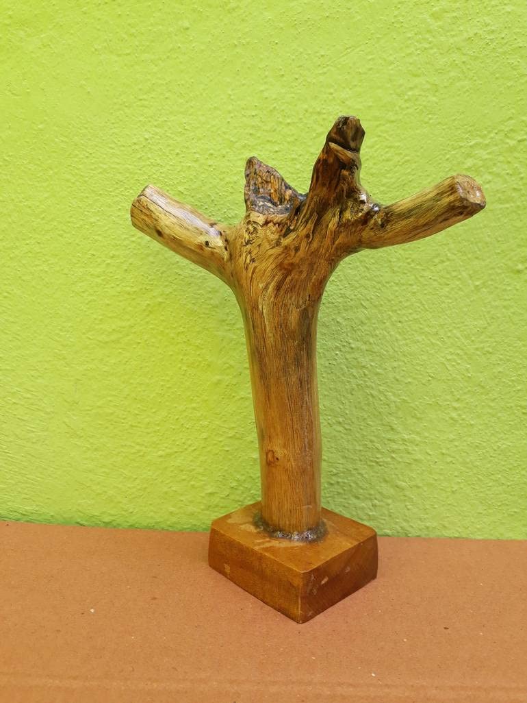 Driftwood Sculpture Cross  25 Cm Height