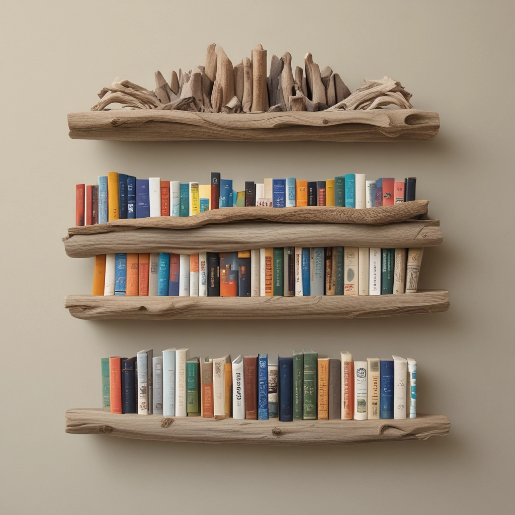 Rustic Wooden Driftwood mixed Bookshelves Made of Teak wood 
