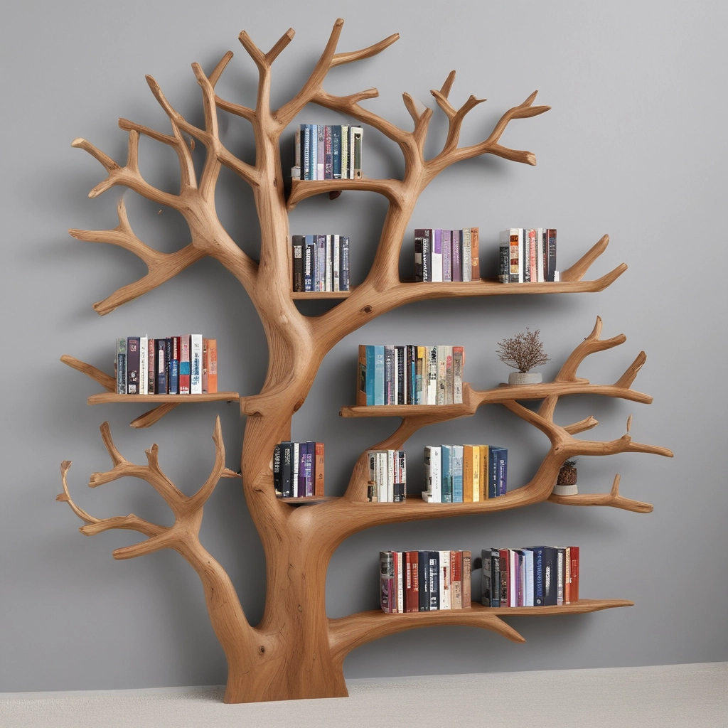 Wooden Tree Bookshelf 6 Feet Height Teak wood