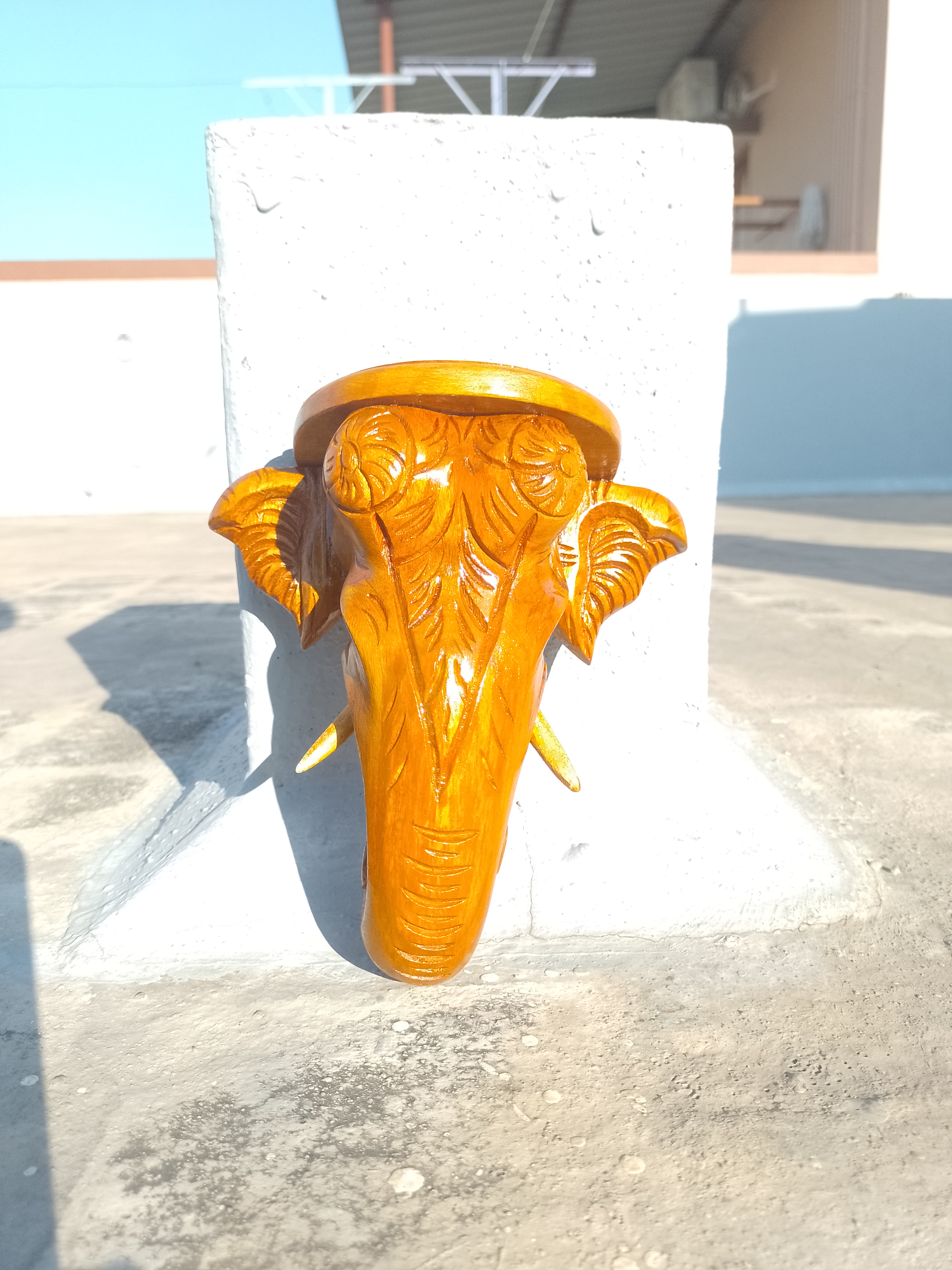 Teak Handcrafted Elephant Head Wall Décor two pieces 