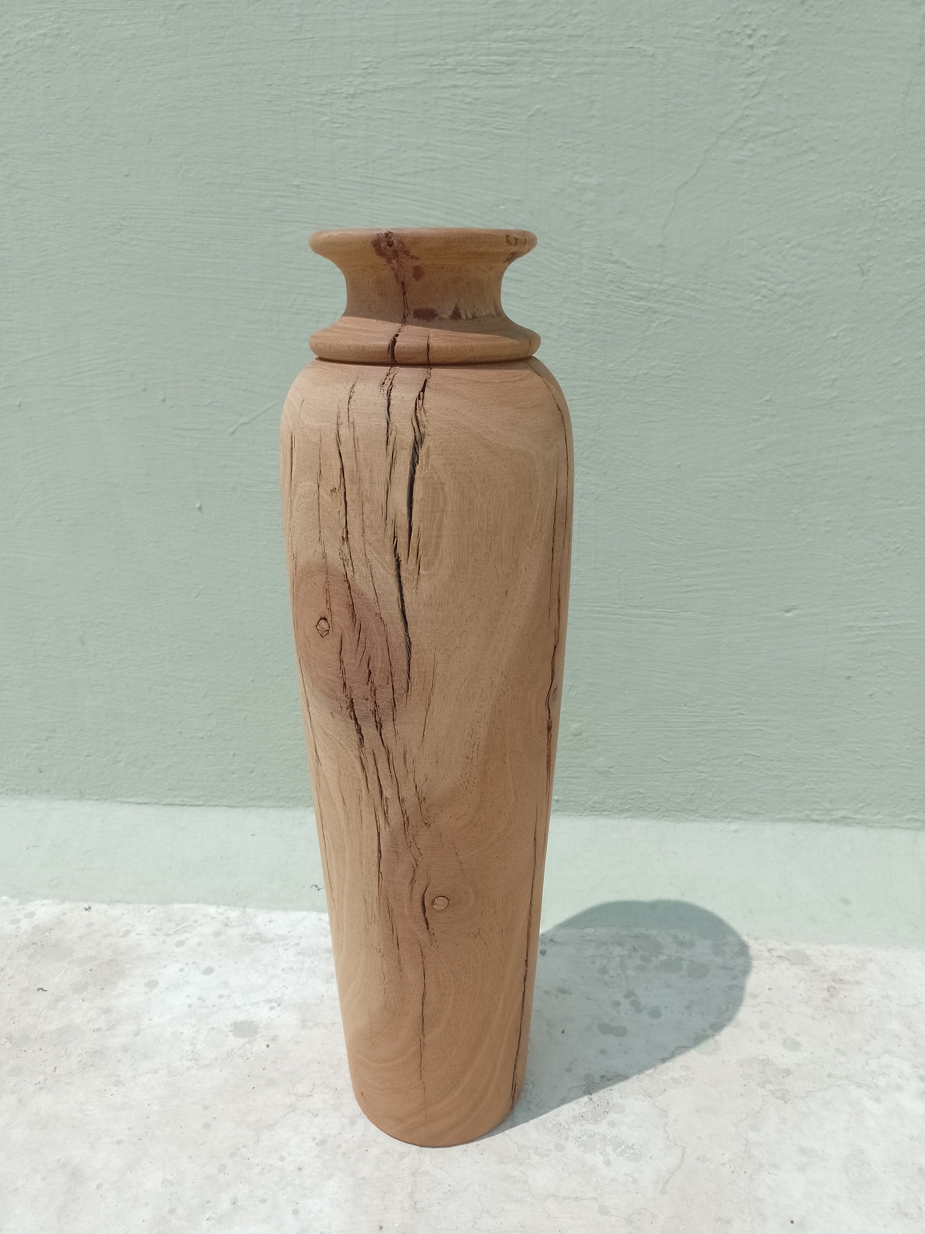 Handcrafted Rustic Wooden Vase Made of Mysore Vengai vintage wood 