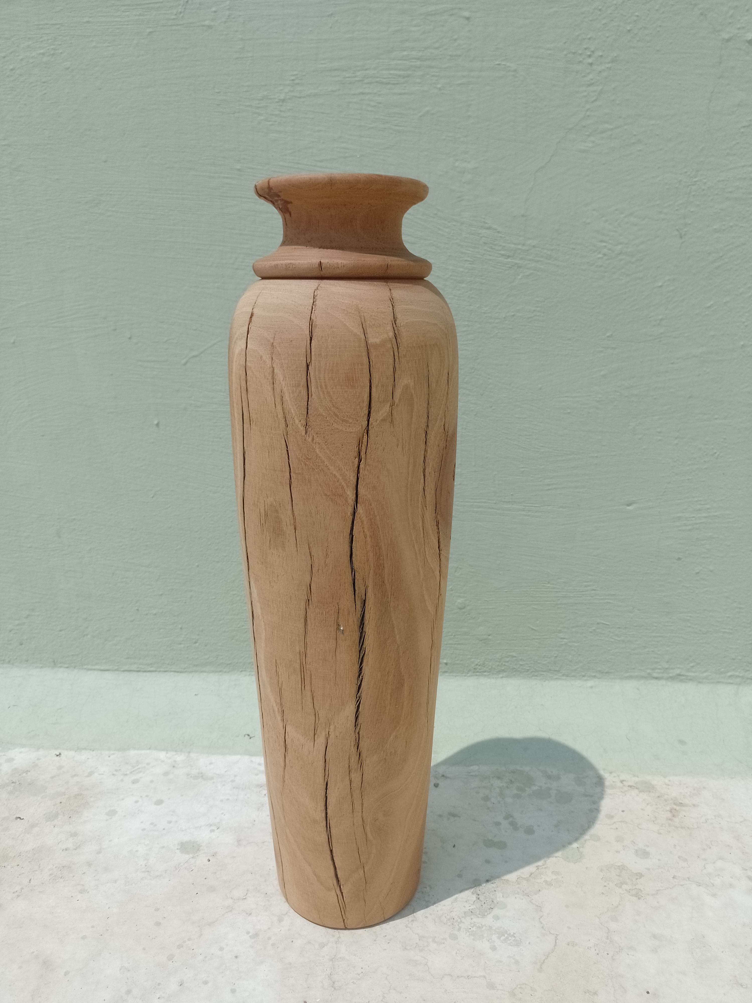 Handcrafted Rustic Wooden Vase Made of Mysore Vengai vintage wood 