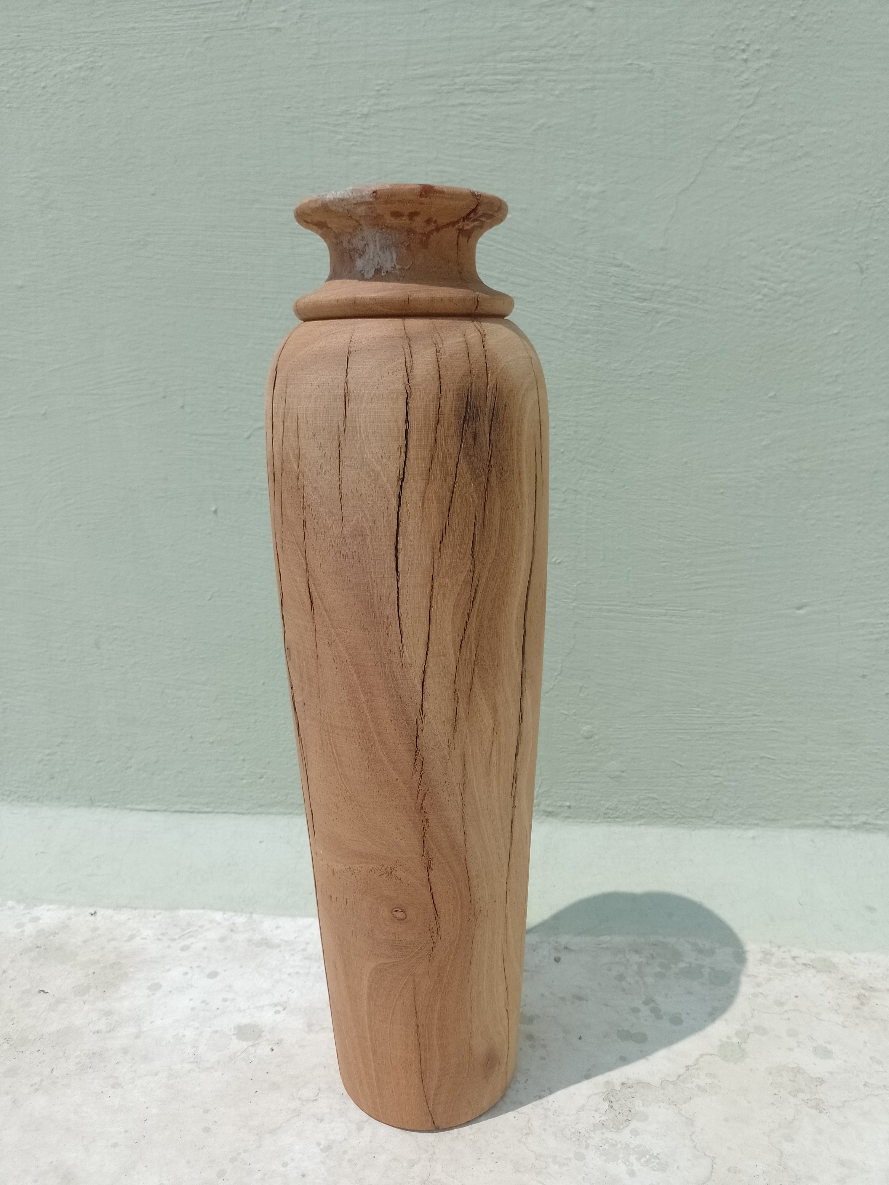 Handcrafted Rustic Wooden Vase Made of Mysore Vengai vintage wood 