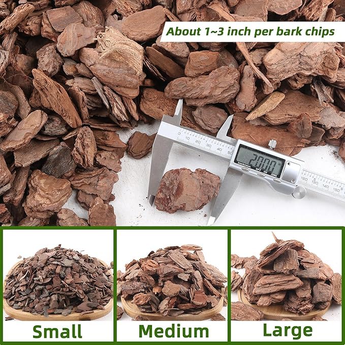 Organic Mixed Size Teak tree Bark for Plants, Root Development of Orchid Plants and Garden Soil Amendment 1 Packet