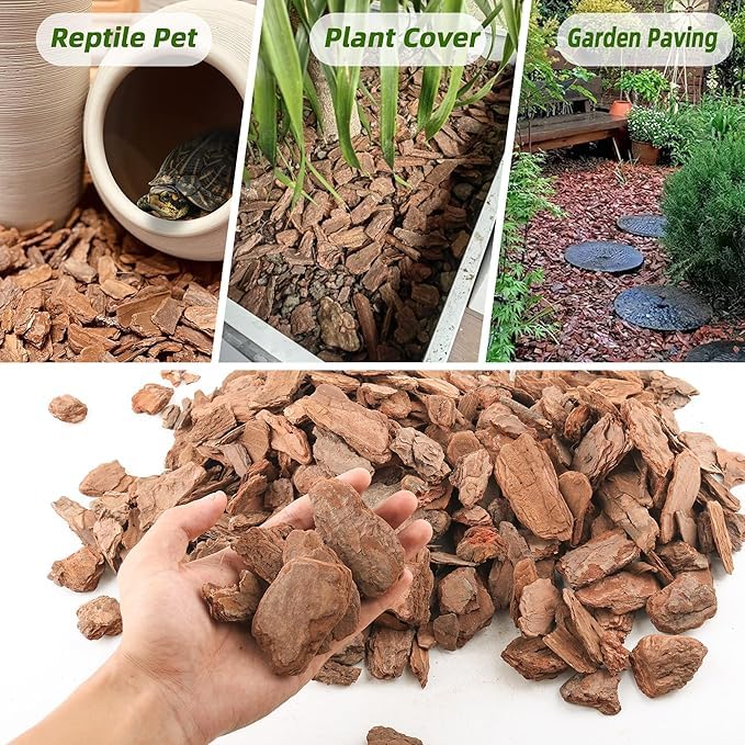Organic Mixed Size Teak tree Bark for Plants, Root Development of Orchid Plants and Garden Soil Amendment 1 Packet