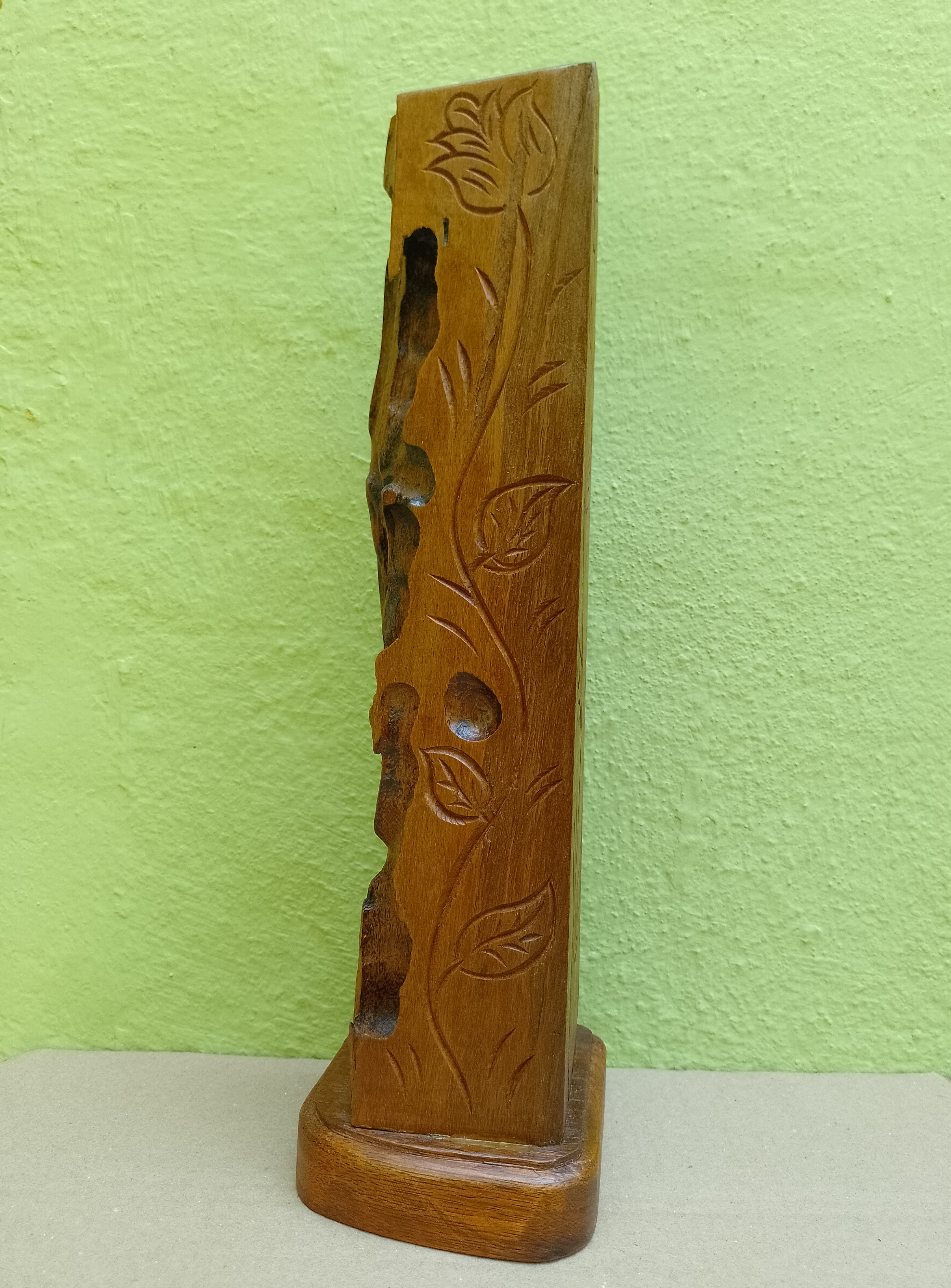 Two-in-one Rustic and Floral handcrafted wooden carved tower