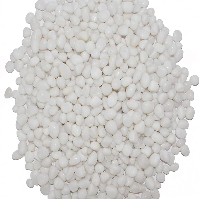 Natural Polished White Marble Stones (1 kg) – Small (7-20mm) Decorative Substrate for Aquariums, Fish Bowls, Turtle Tanks, Terrariums, Succulents, Garden Pots, 
