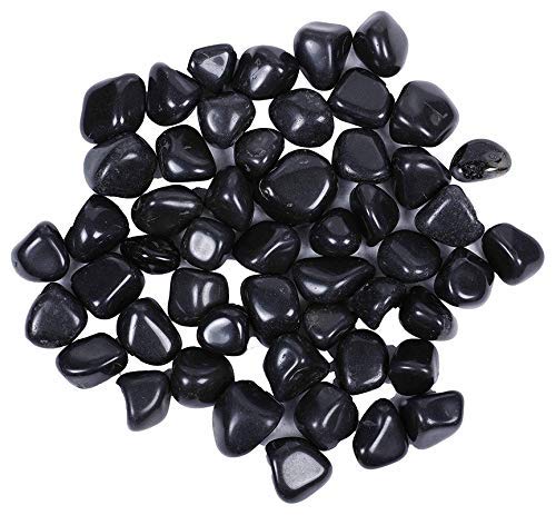 Small Black Pebbles for Decoration - Pebbles for Plants Pots - Pebbles for Garden, Fish Tank Aquarium, Table, Vase Fillers (1 Kg, Black Stones