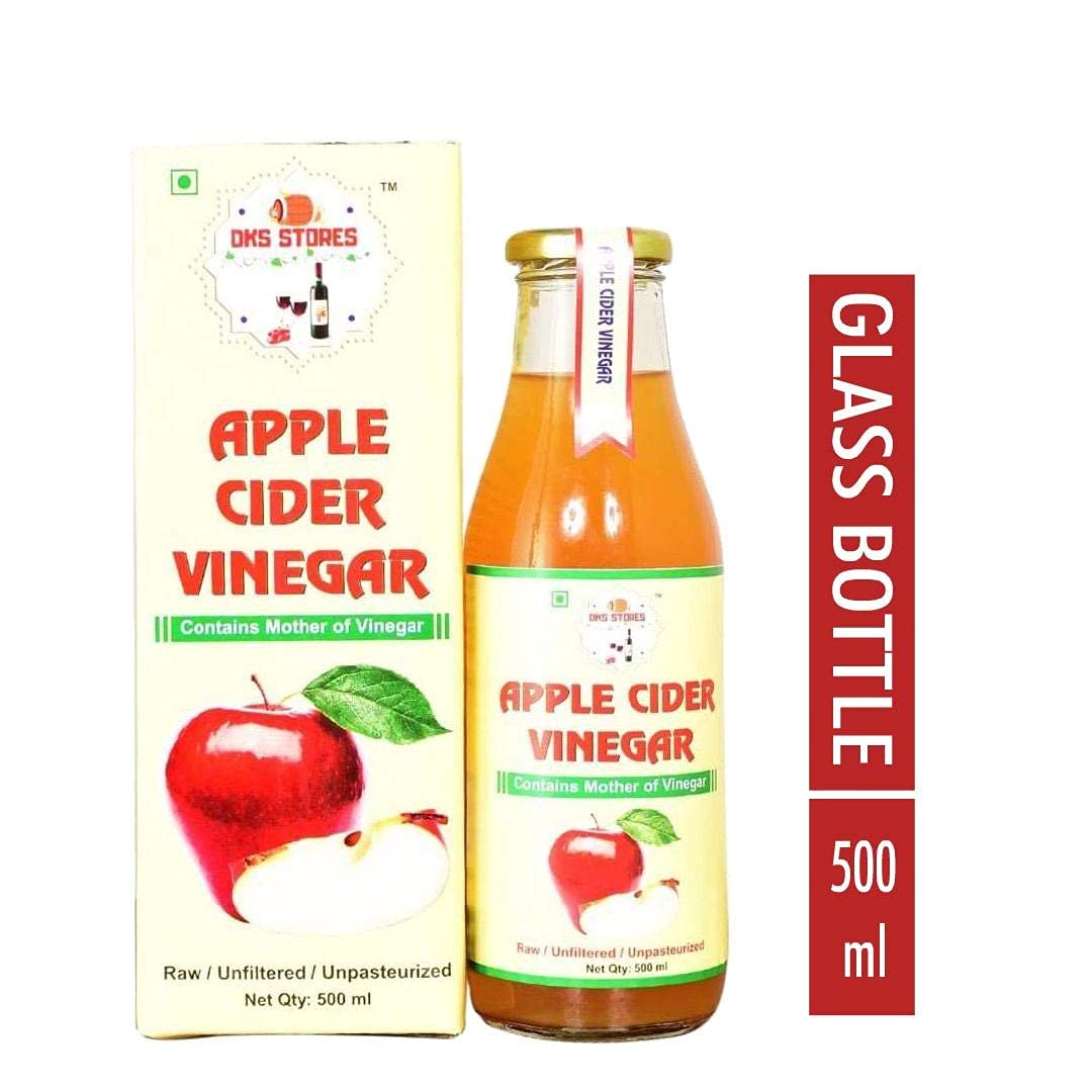 DKS STORES® Apple Cider Vinegar with Mother Raw Unfiltered Unpasteurized 500 ML in Glass Bottle