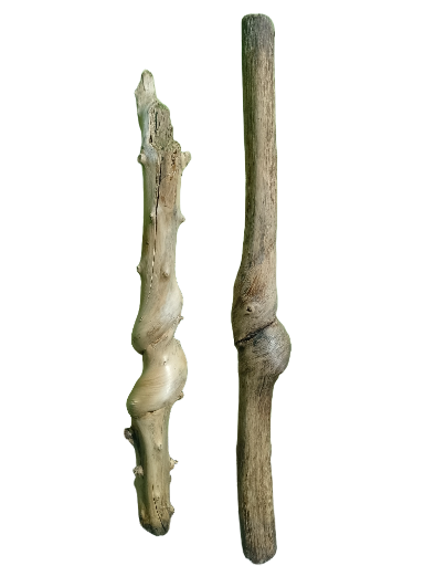 Rustic Naturally Twisted wooden sticks 2 Pieces 60 cm long 