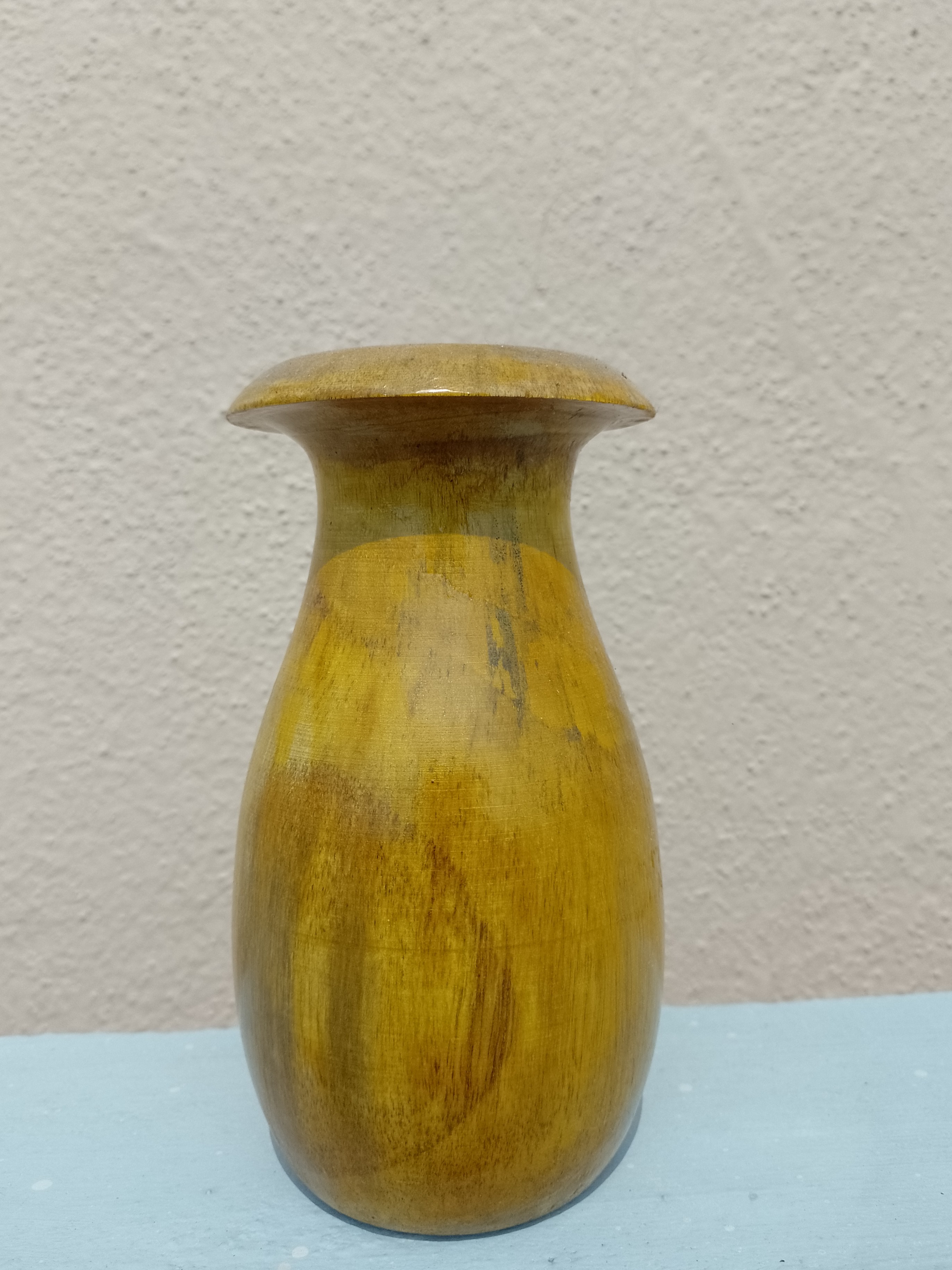 Handcrafted Teak Wooden Flower Vase  17 Cm Height (Only for Vase)