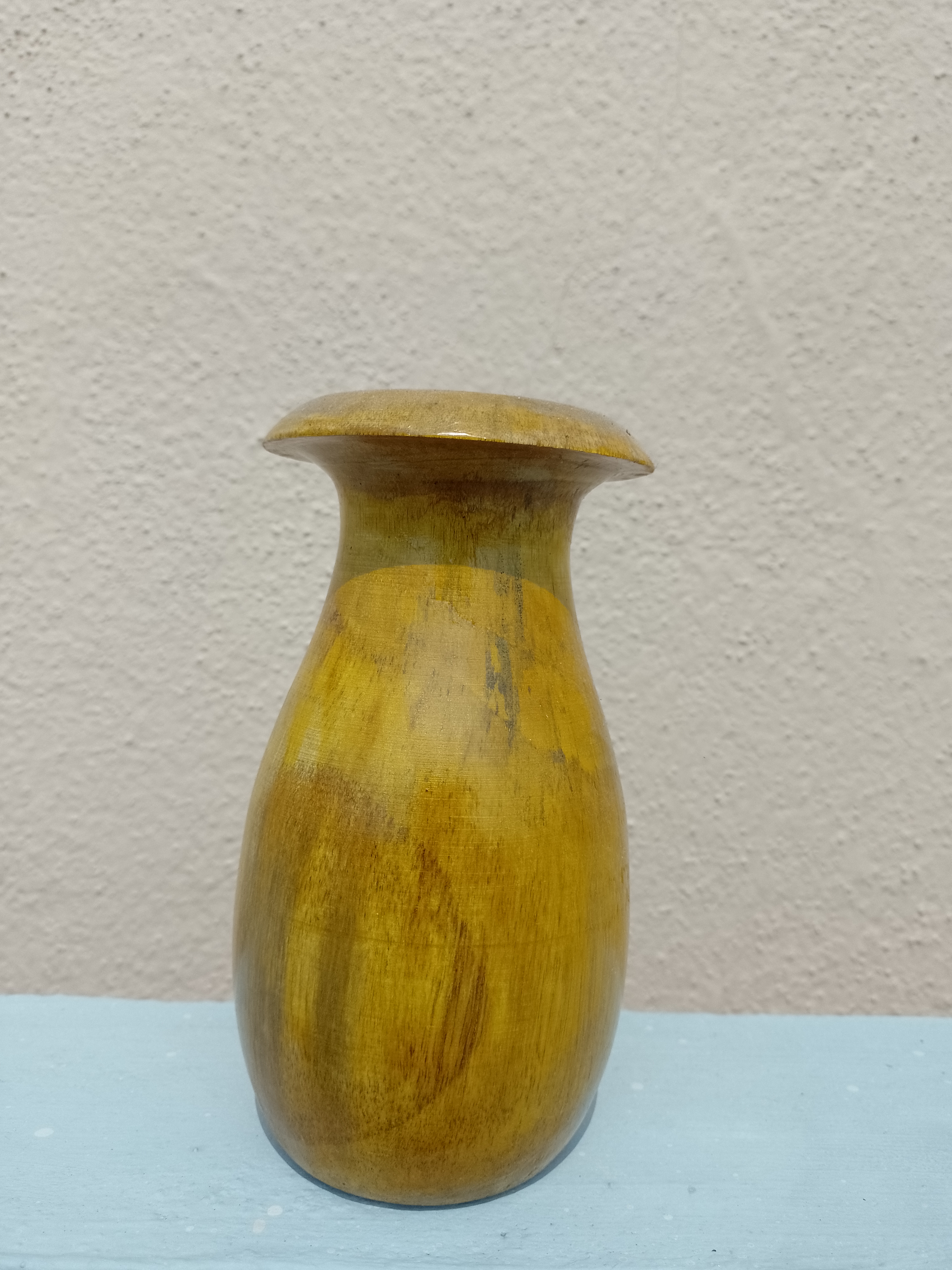 Handcrafted Teak Wooden Flower Vase  17 Cm Height (Only for Vase)