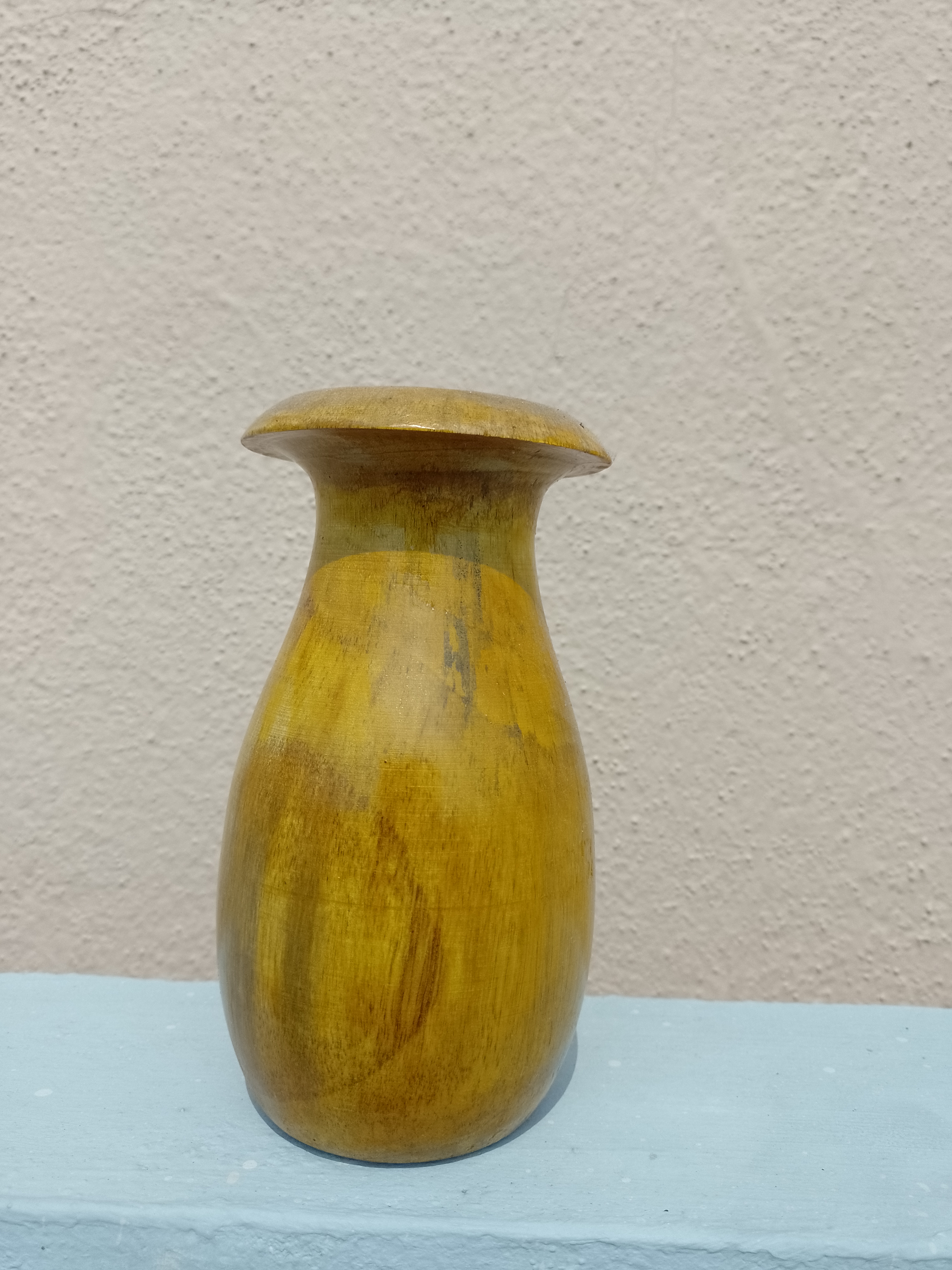 Handcrafted Teak Wooden Flower Vase  17 Cm Height (Only for Vase)
