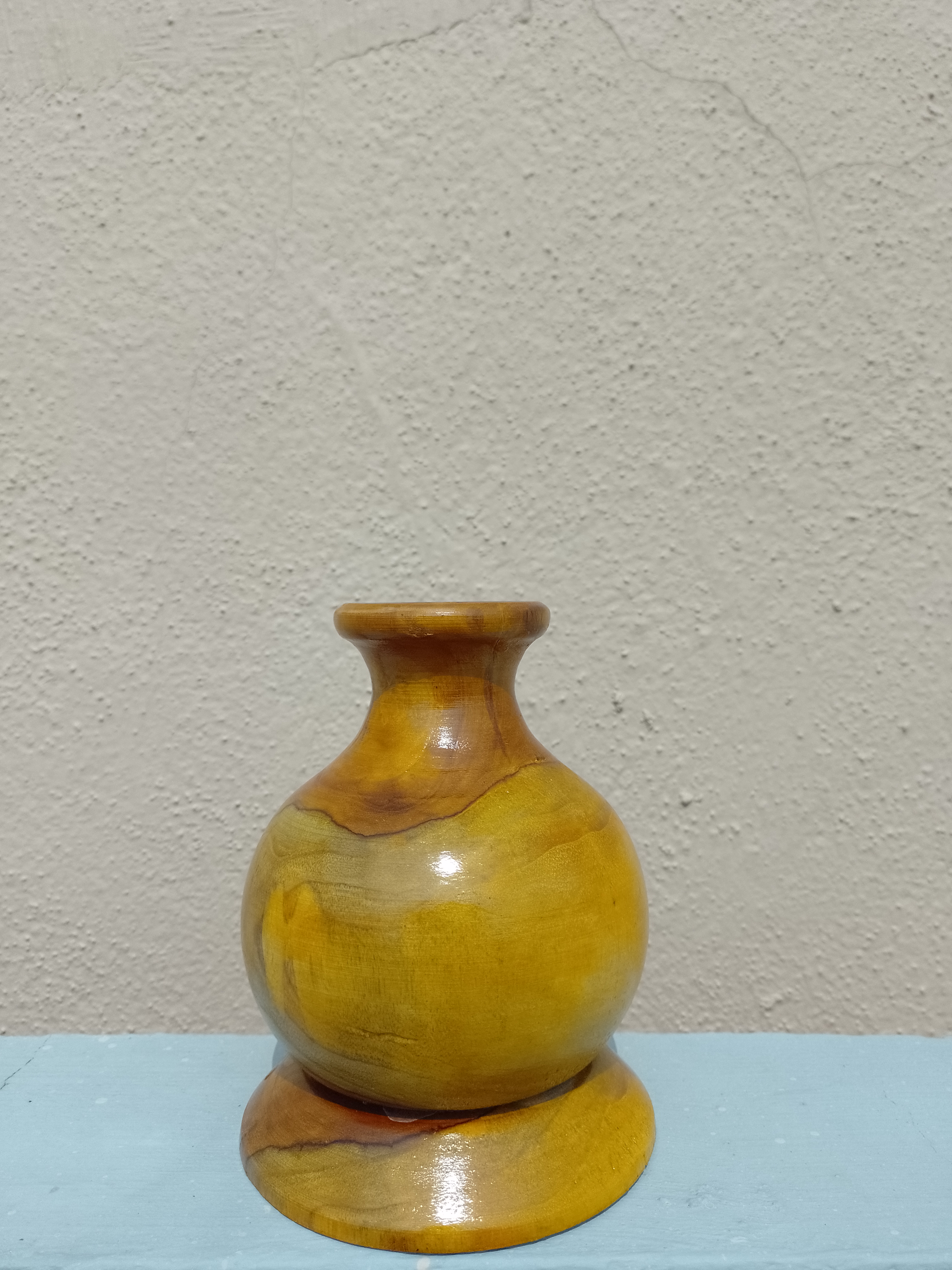 Handcrafted Teak Wooden Flower Vase  15 Cm Height (Only for Vase)
