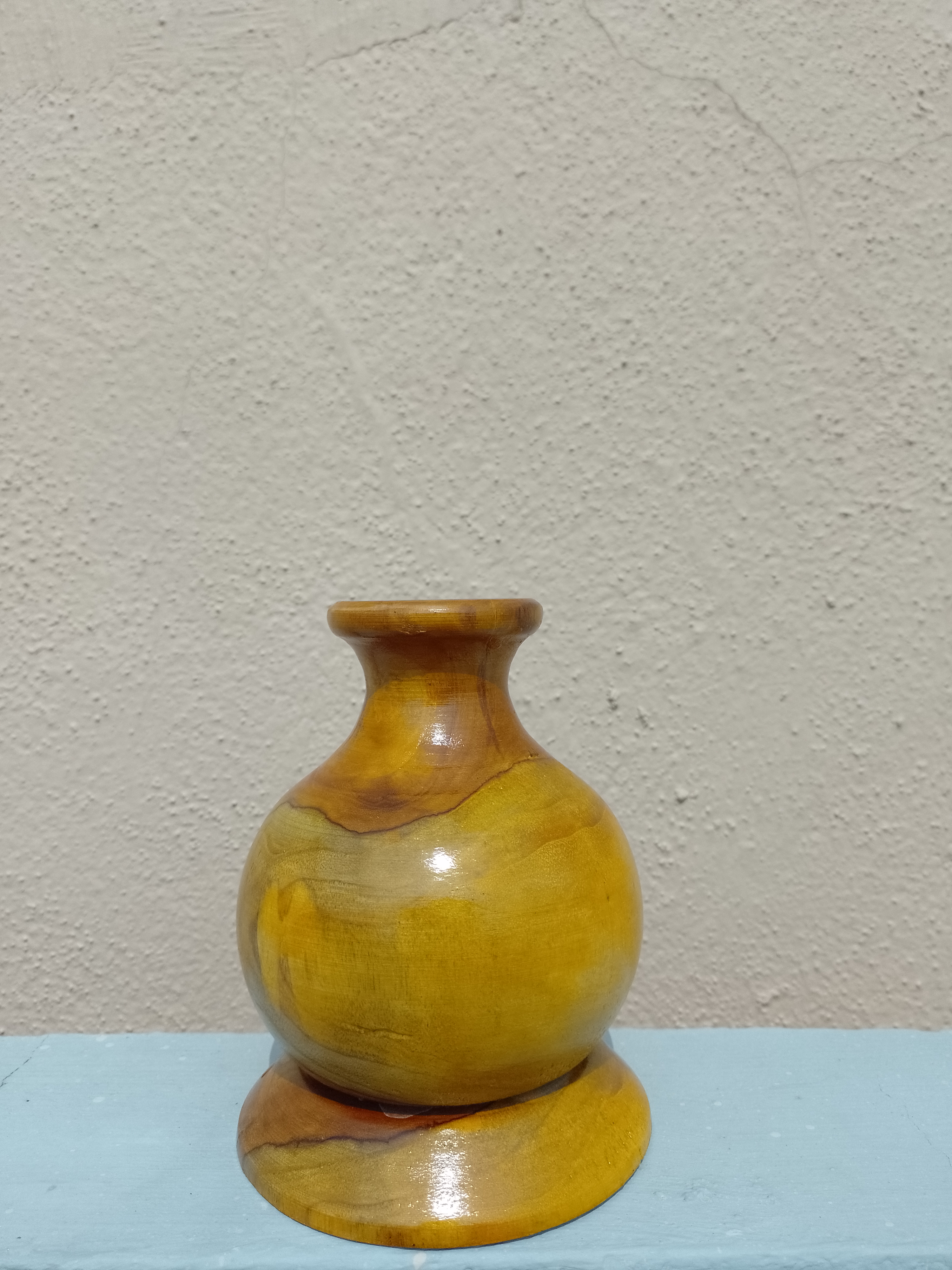 Handcrafted Teak Wooden Flower Vase 15 Cm Height (Only for Vase)