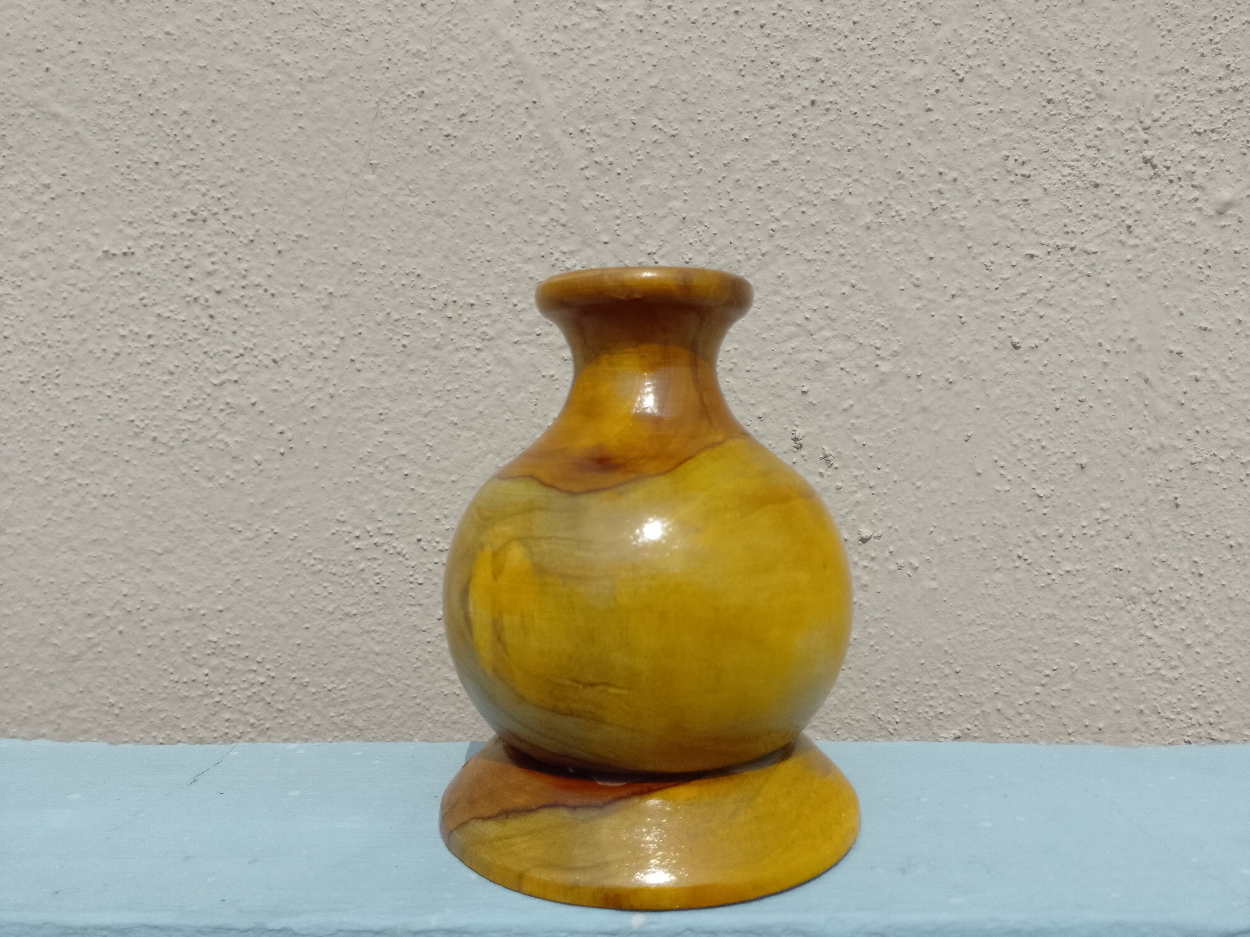 Handcrafted Teak Wooden Flower Vase  15 Cm Height (Only for Vase)
