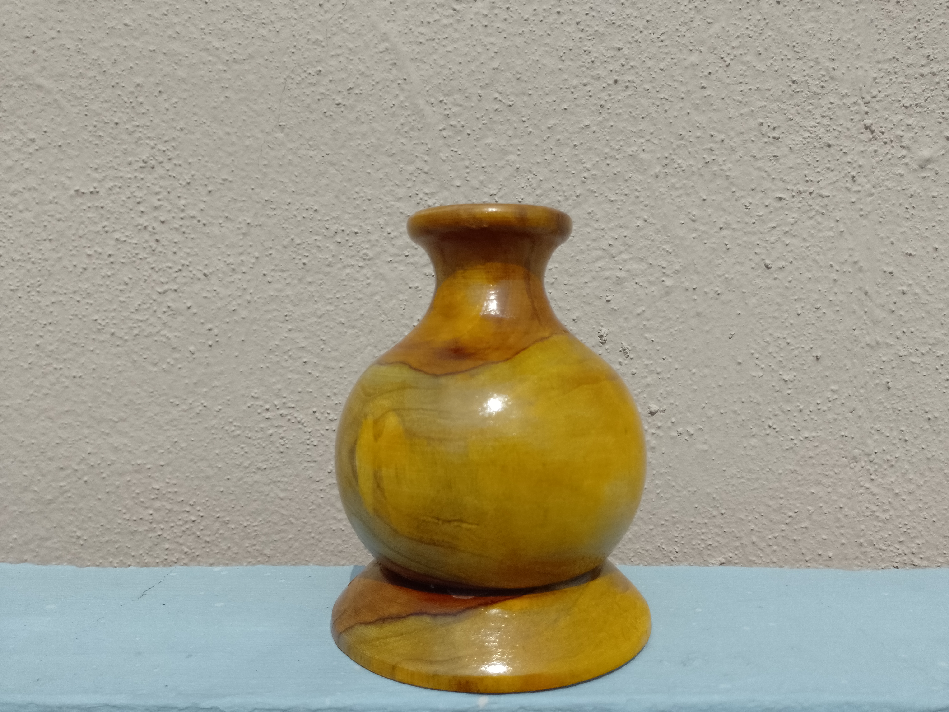 Handcrafted Teak Wooden Flower Vase  15 Cm Height (Only for Vase)