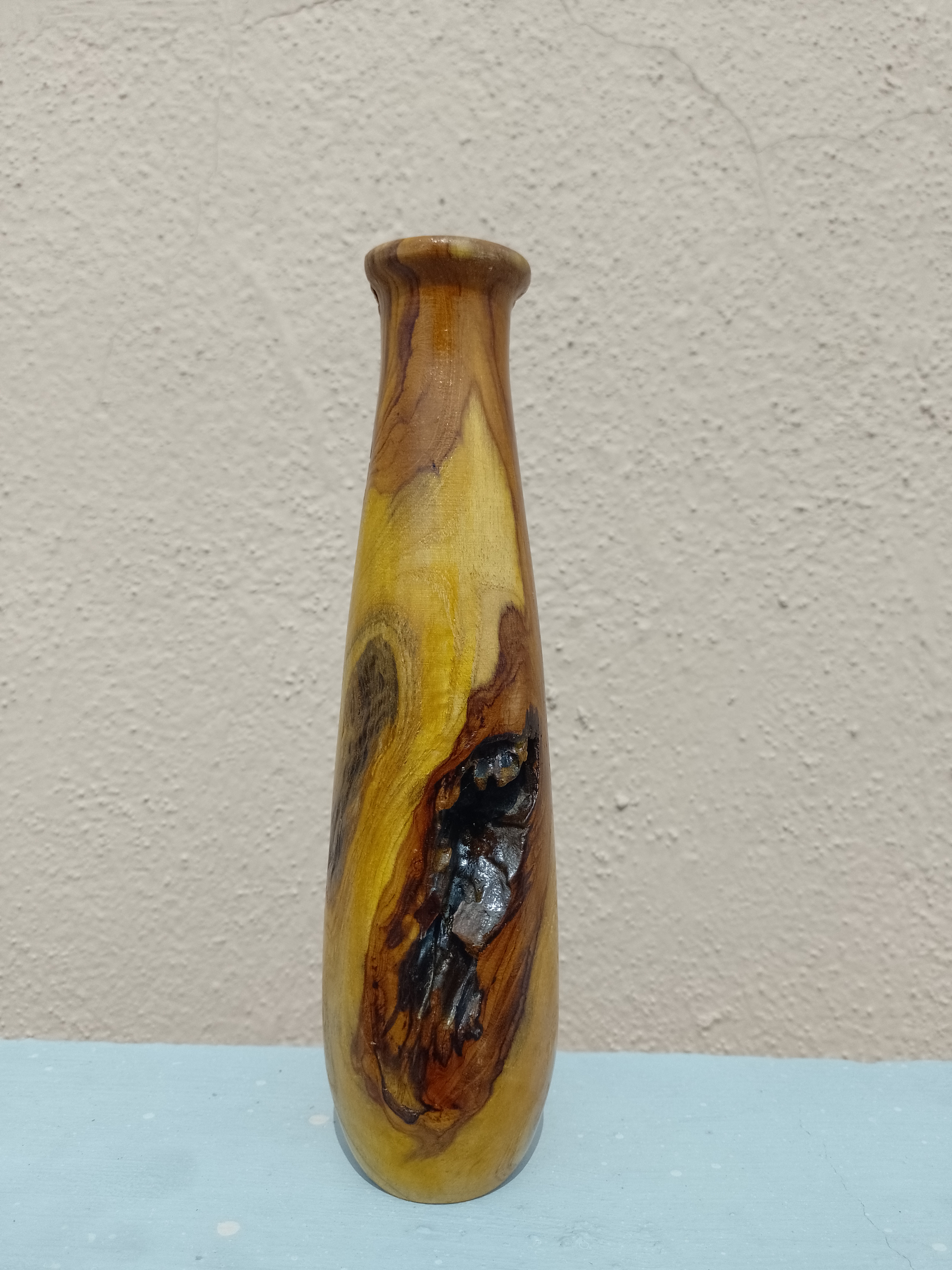 Handcrafted Rustic Teak Wooden Flower Vase  23 Cm Height (Only for Vase)