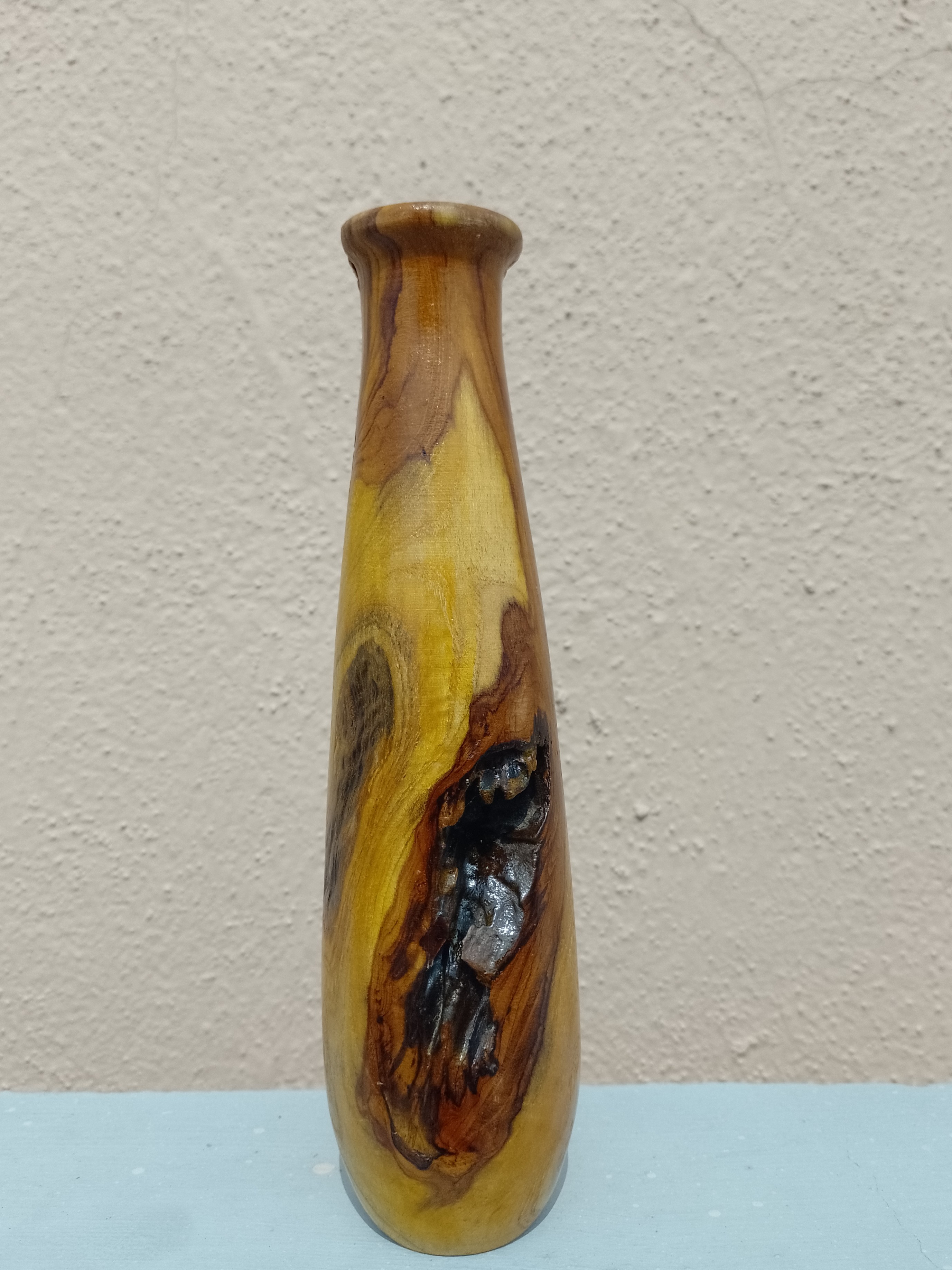 Handcrafted Rustic Teak Wooden Flower Vase  23 Cm Height (Only for Vase)