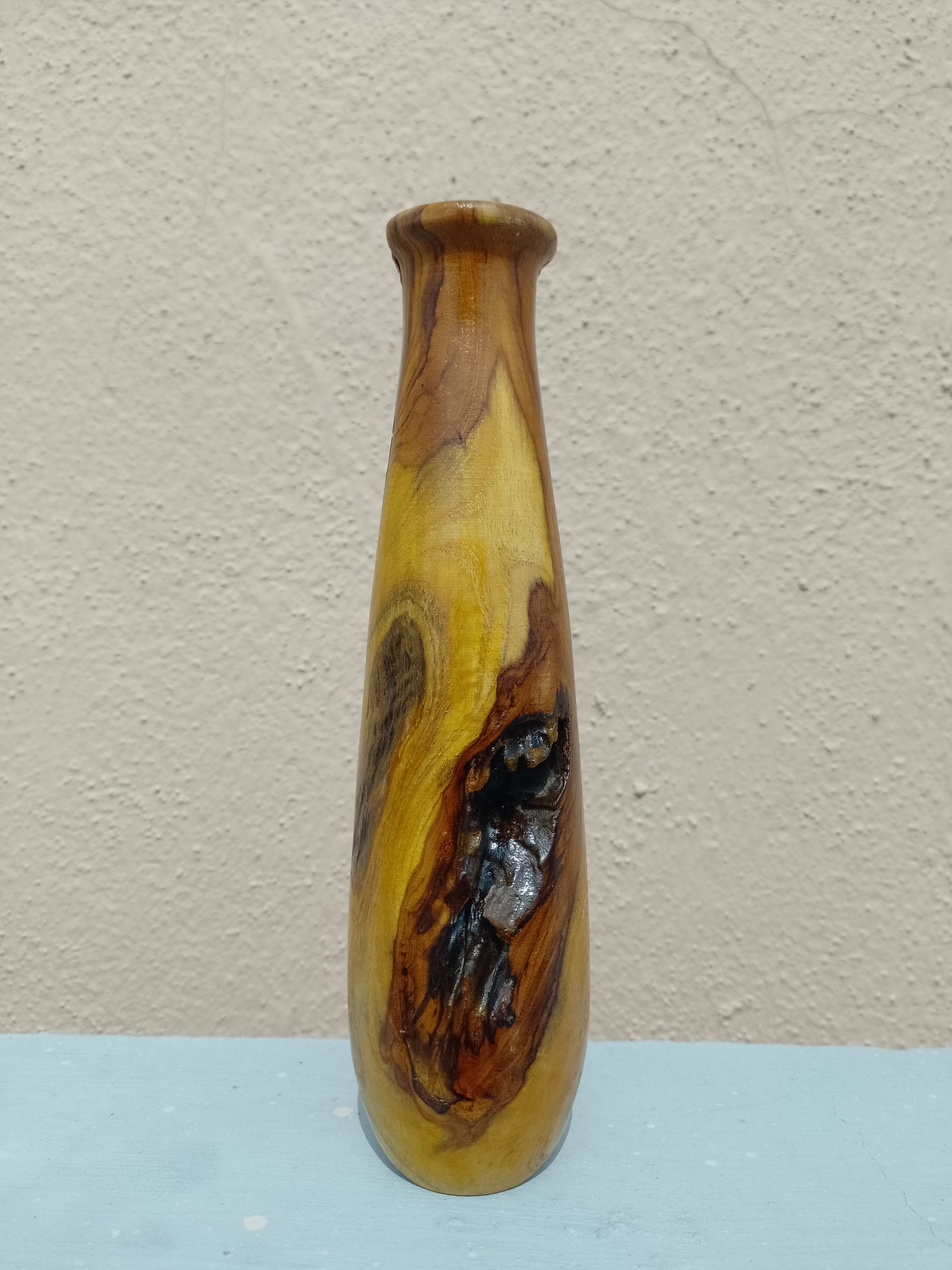 Handcrafted Rustic Teak Wooden Flower Vase  23 Cm Height (Only for Vase)