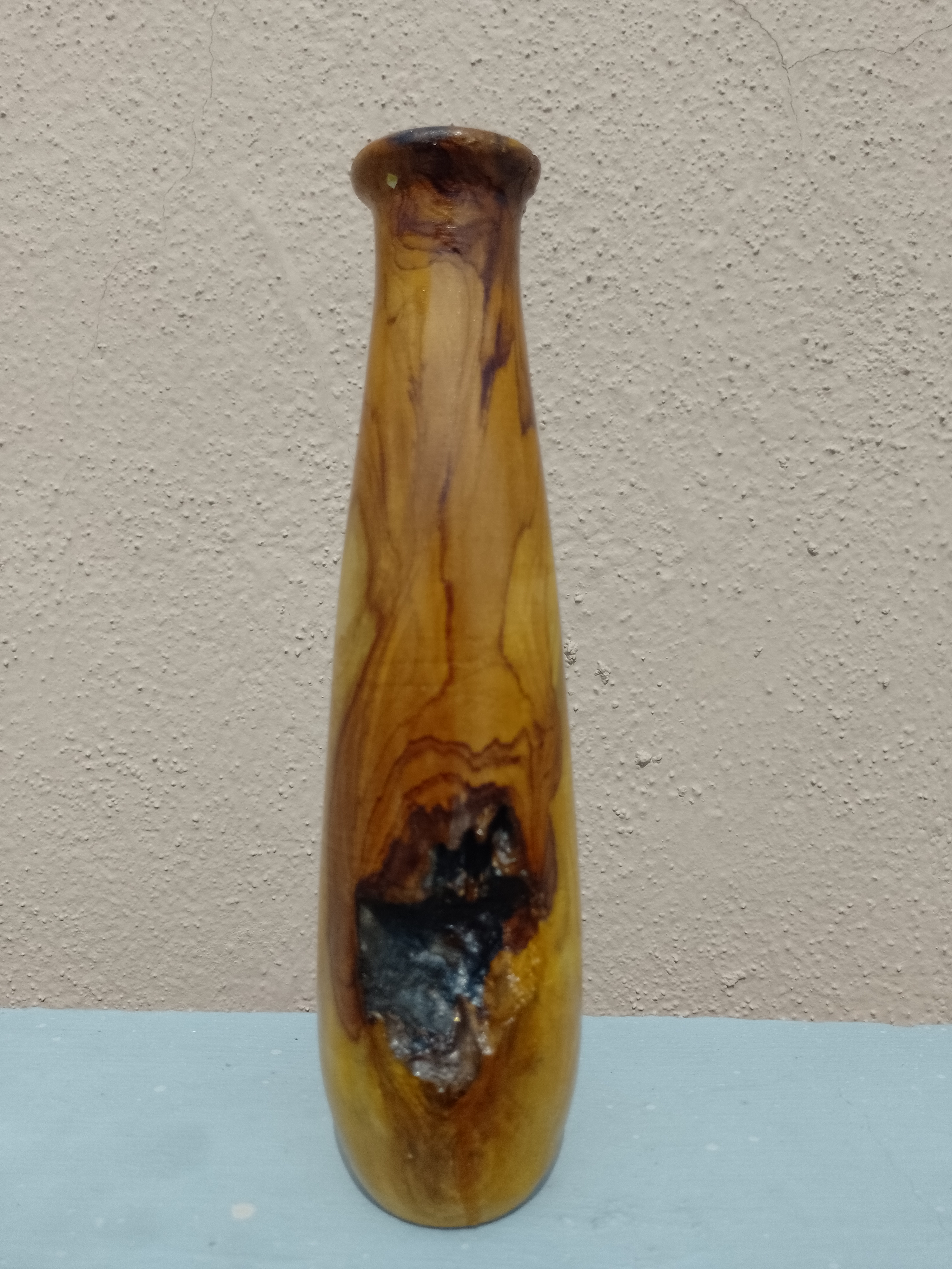Handcrafted Rustic Teak Wooden Flower Vase  23 Cm Height (Only for Vase)