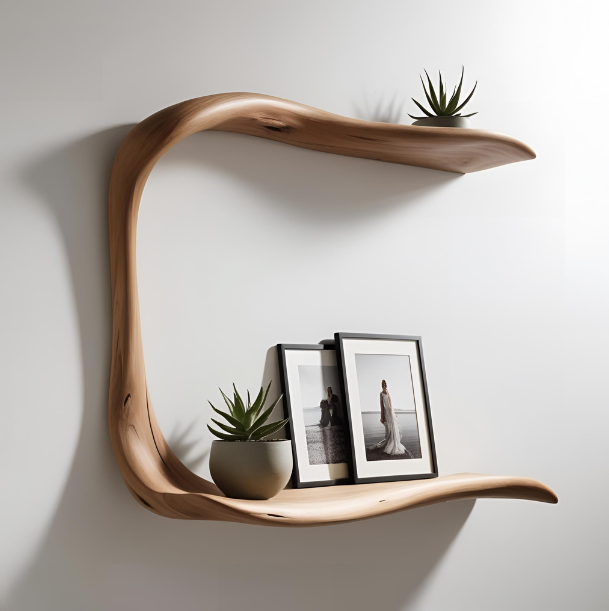 Modern Wooden Wall Shelf 50 Cm Long 