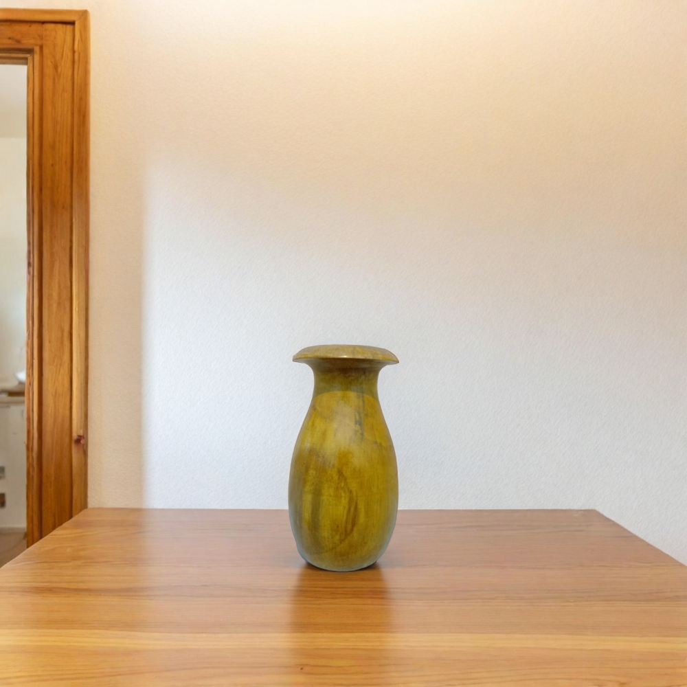 Handcrafted Teak Wooden Flower Vase  17 Cm Height (Only for Vase)