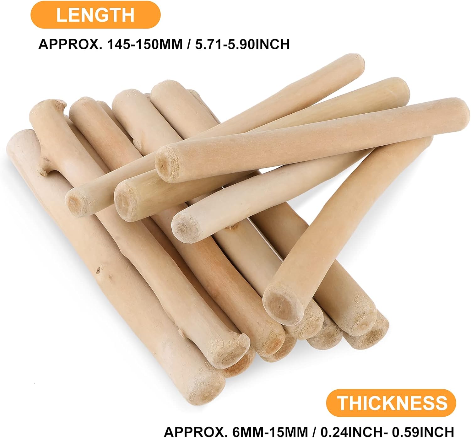 Natural Wood Sticks 20 Pieces,  30 cm Driftwood Pieces Wood Crafts Decorations DIY Home Weddings