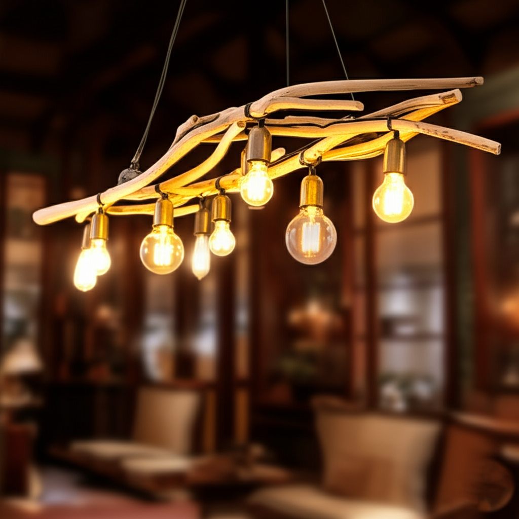 Rustic Driftwood  Pendant Light Fixture Chandelier Custom order available in variable sizes
