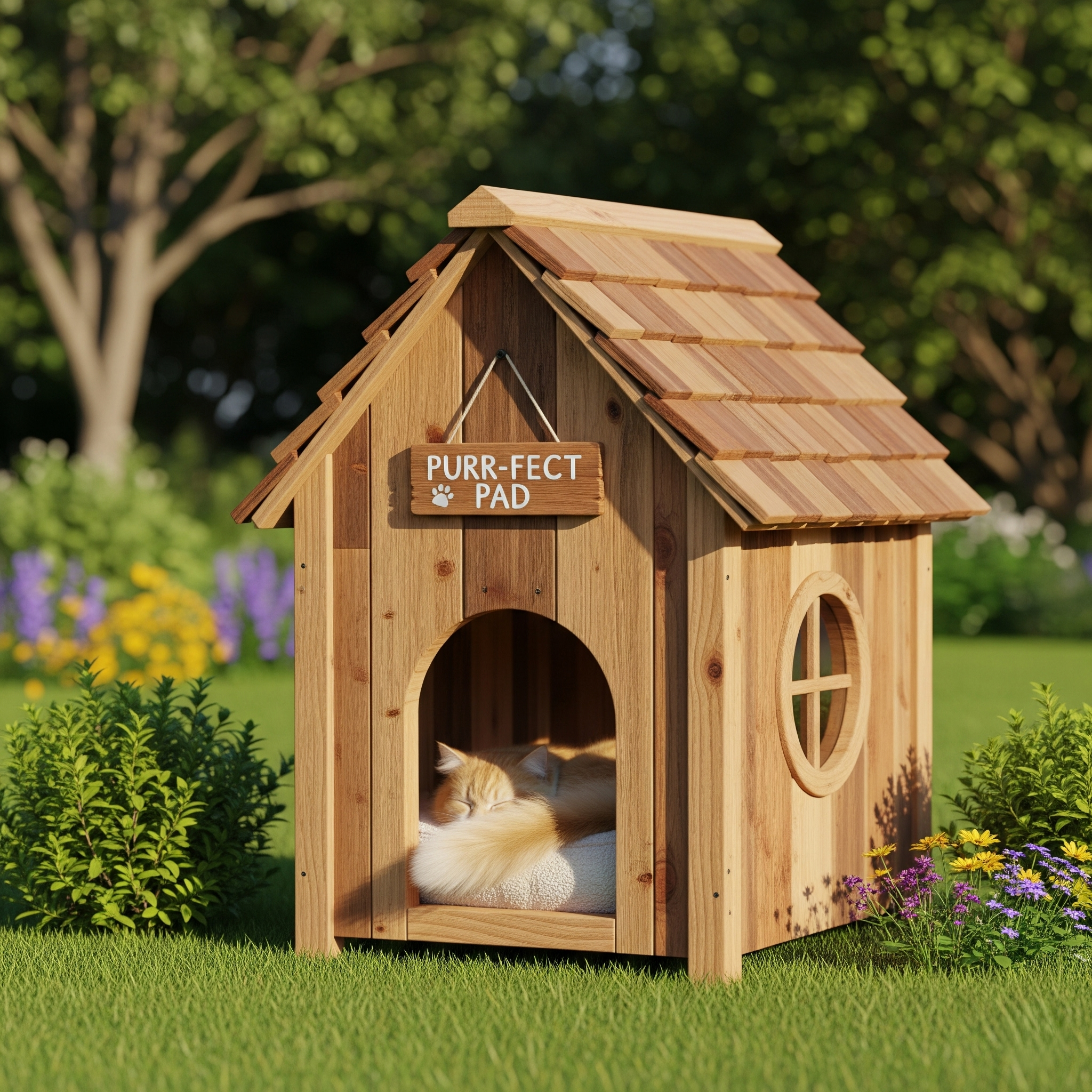 Outdoor Wooden Cat House