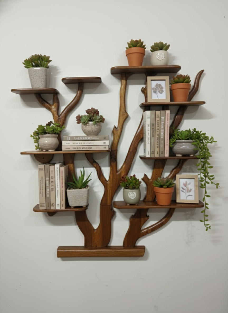 Teak Tree Wooden Wall Shelf 5 x5 feet 