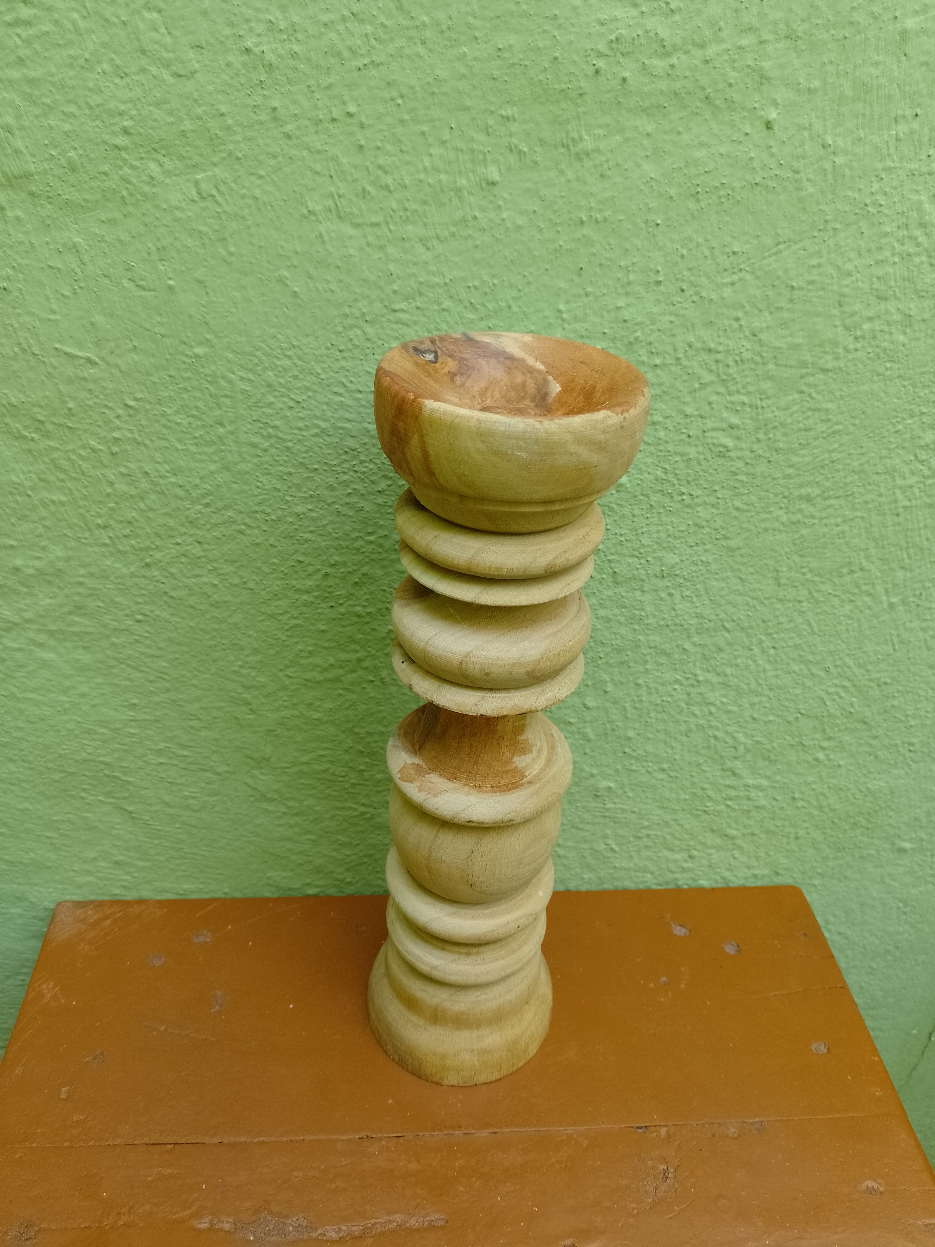 Teak Wooden Candle Holder