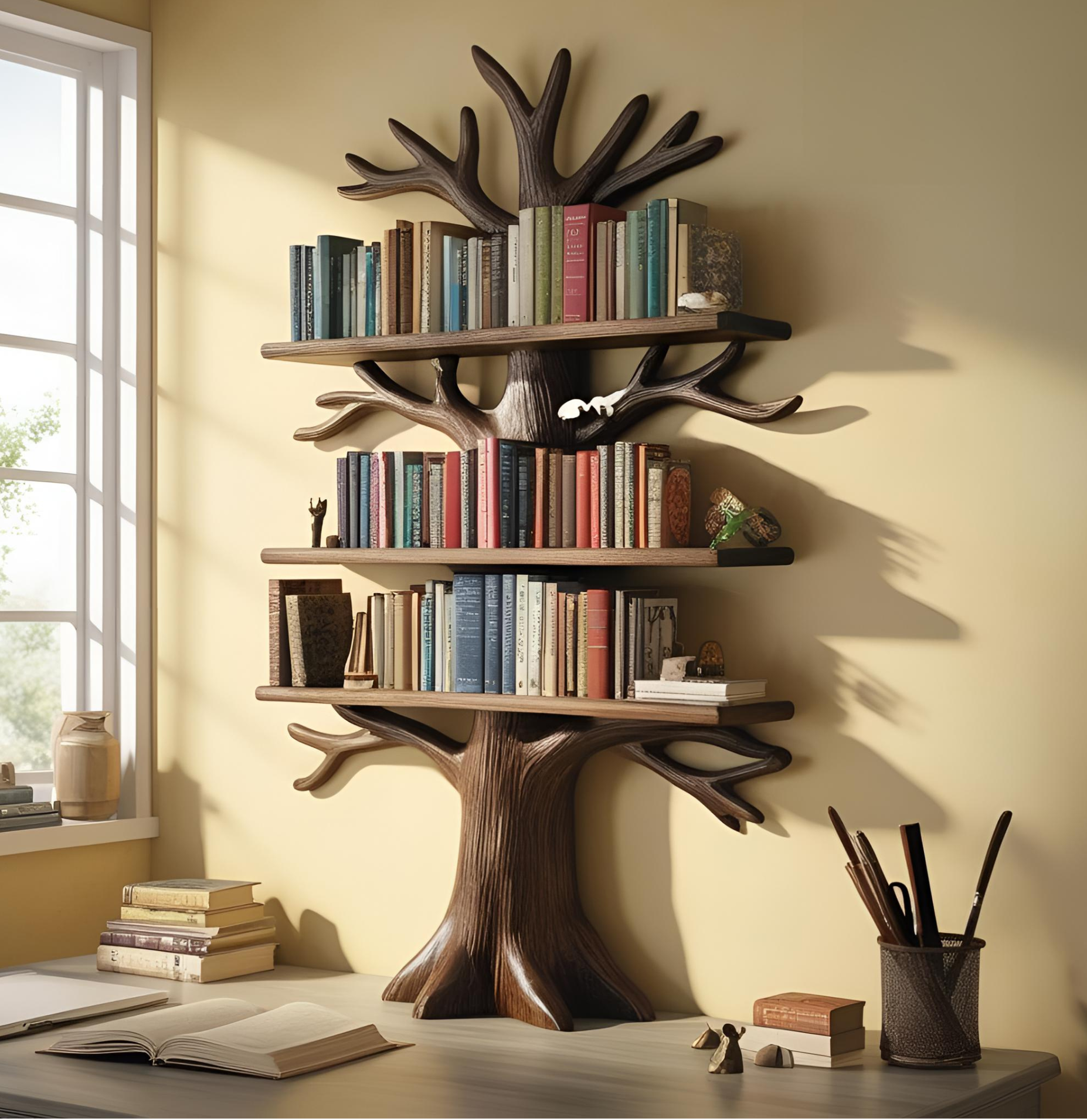 Tree Shaped Wooden Bookshelf-Custom order available in variable sizes