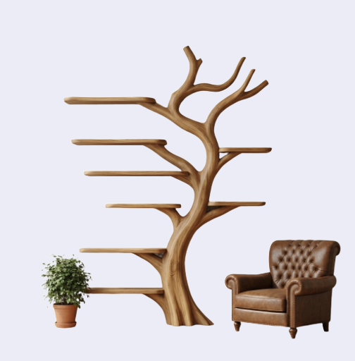 Tree-Shaped Wooden Bookshelf-country wood 6*6 feet--prebooking for khushi-