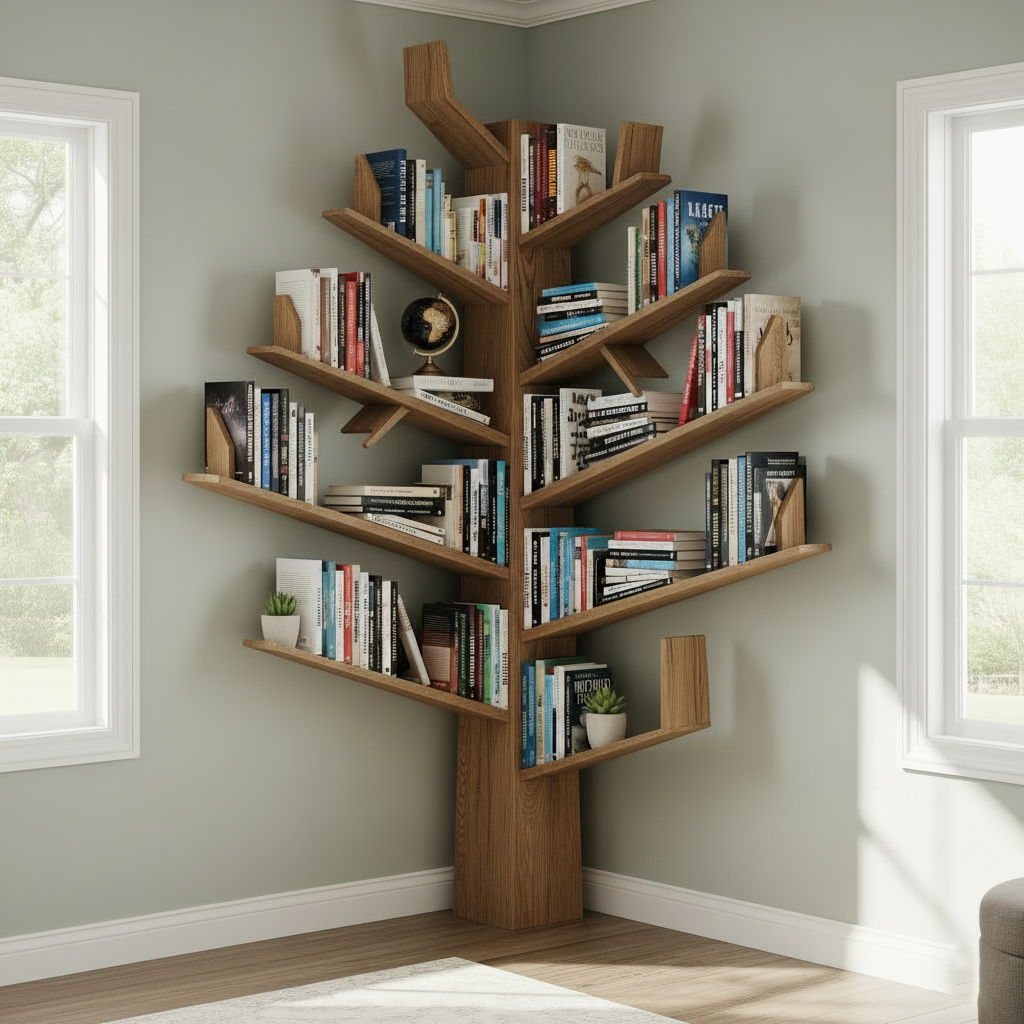 Modern Tree shaped wooden bookshelf -Custom order available in variable sizes