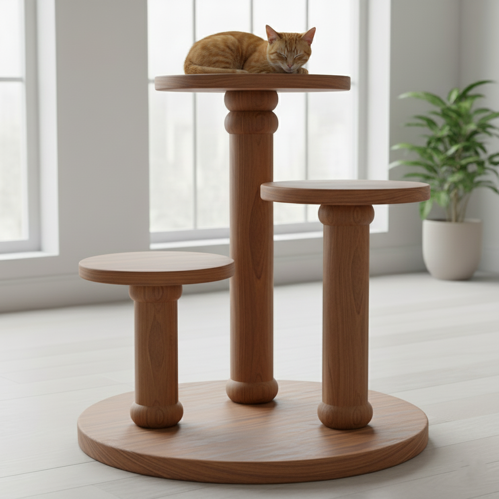 Wooden Cat Climbing Tower