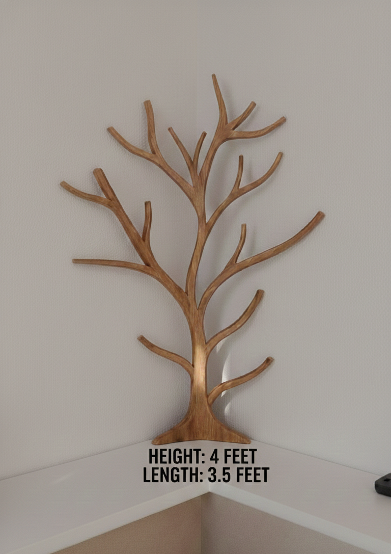 Teak Tree Shaped Wooden Wall Shelf 4.5 feet Height and 3.5 feet  long 