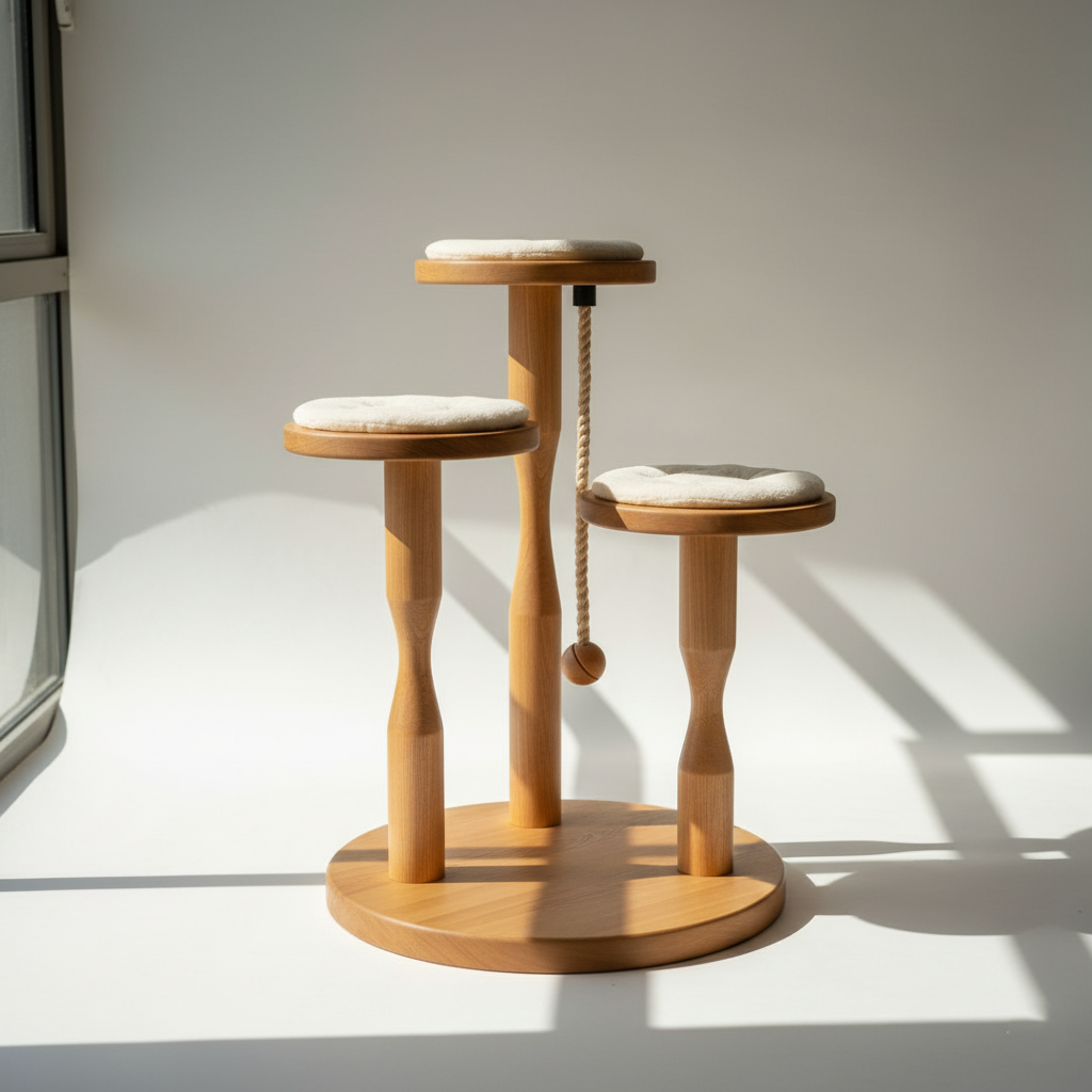 Modern Wooden Cat Tree without cushion
