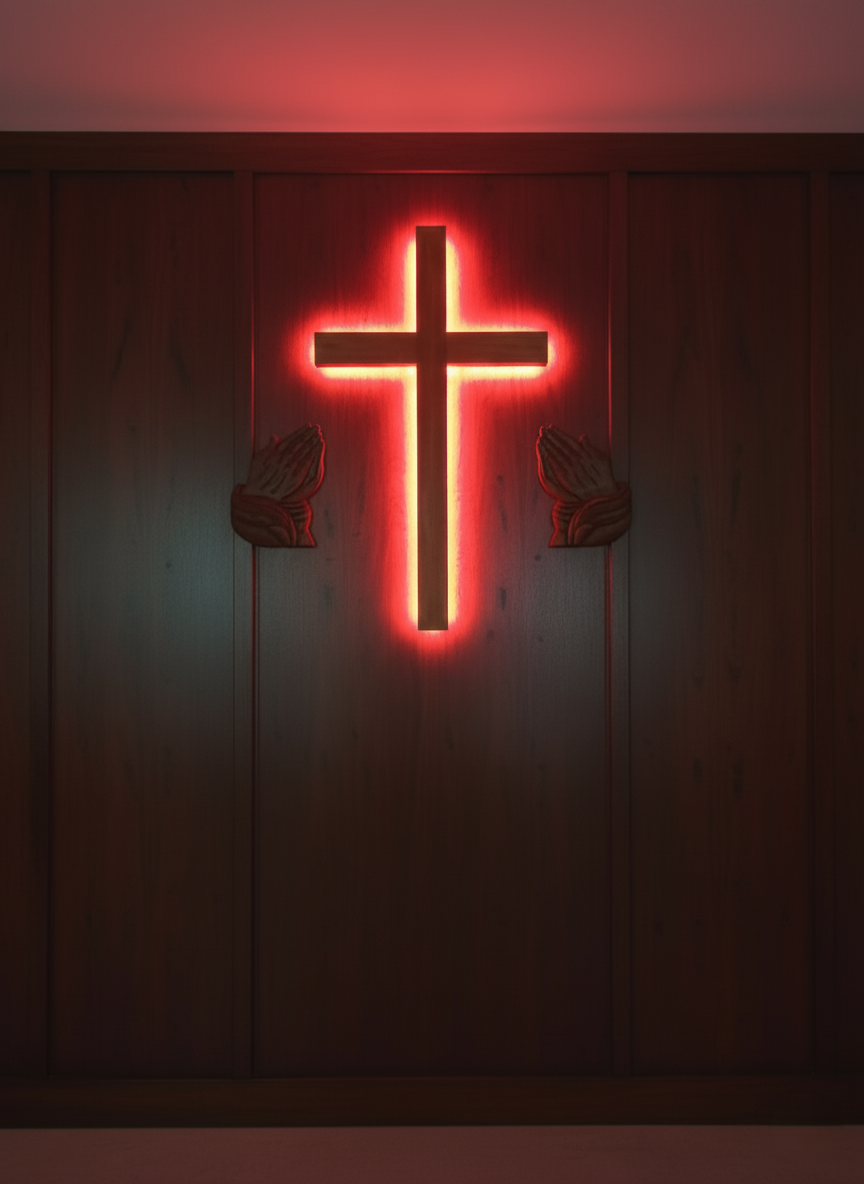 Illuminated wooden Two hands Wall Cross- Available in Light & Without light setup  -Custom order available in variable sizes
